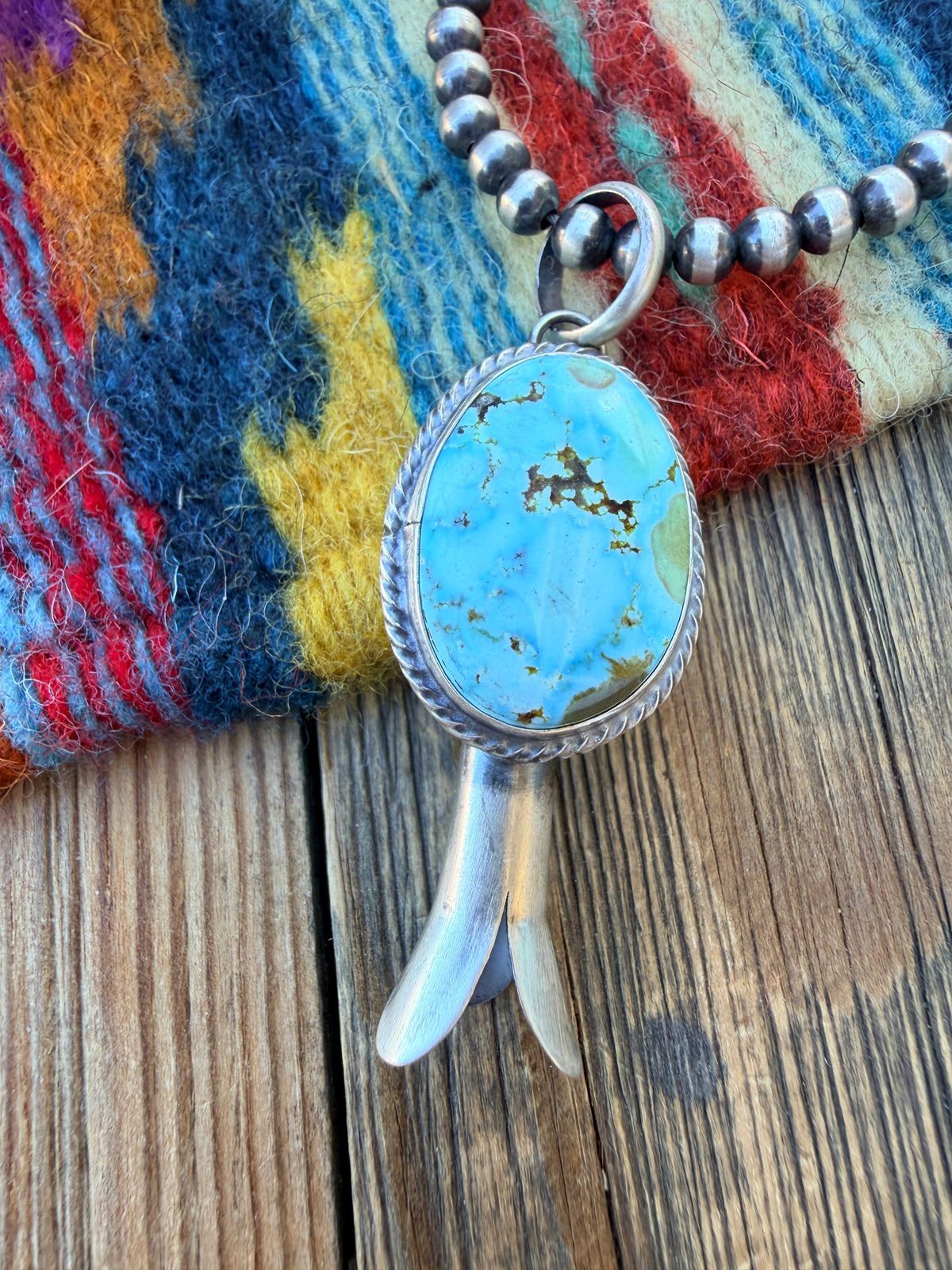 Handcrafted Sterling Silver & Turquoise Blossom Pendant