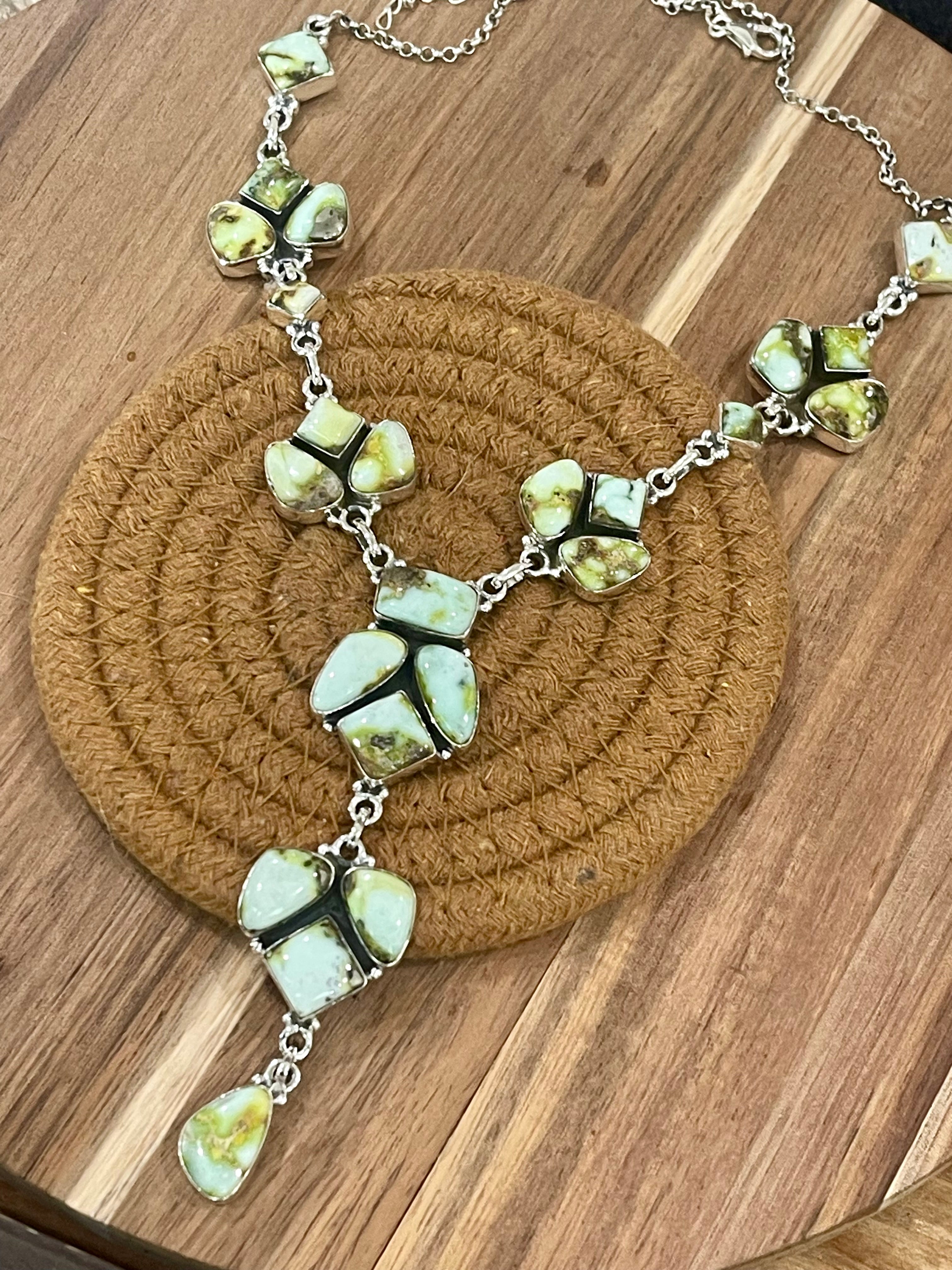Handmade Sterling Silver & Palomino Cluster Necklace