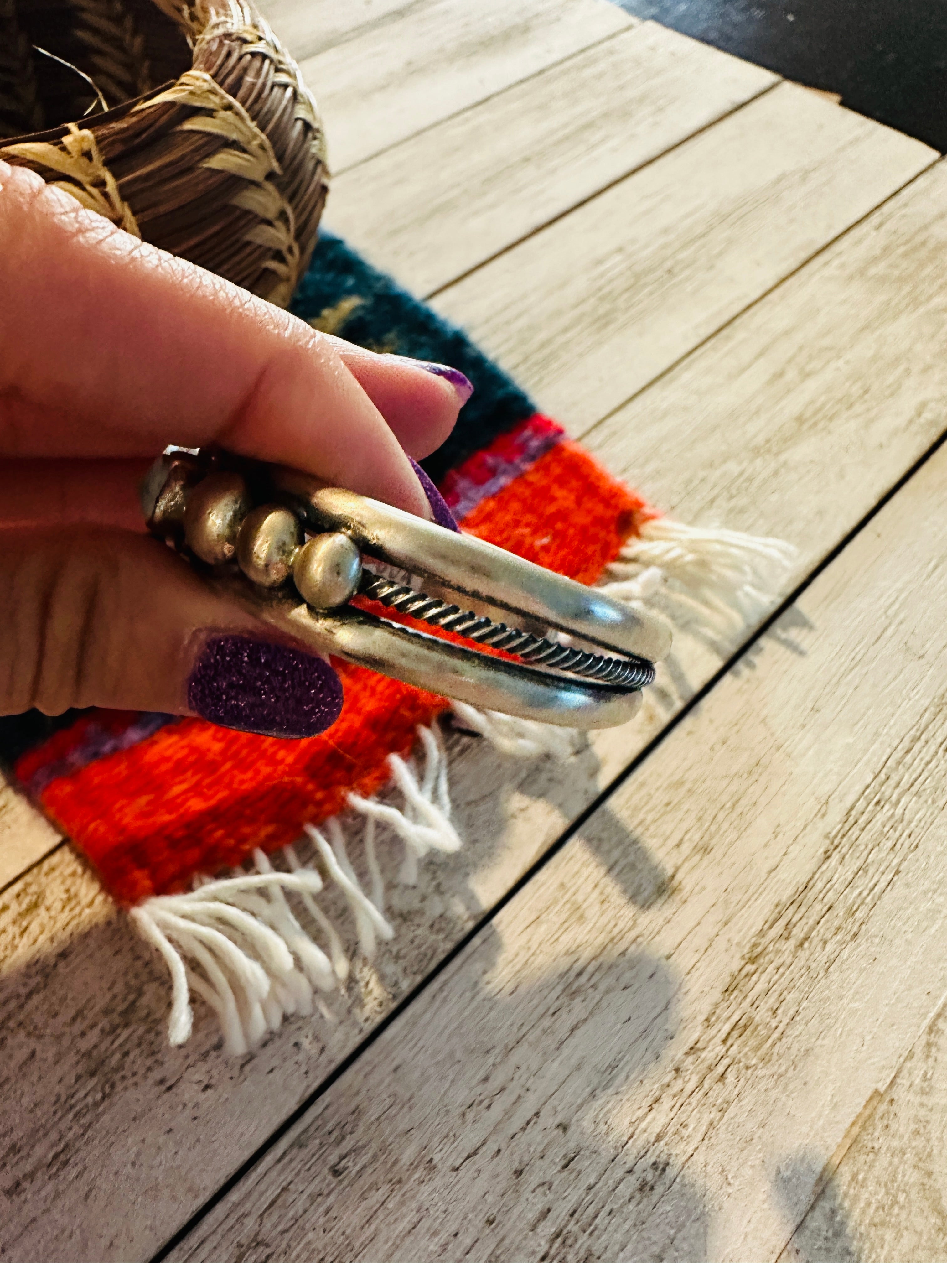 Navajo Golden Hills Turquoise & Sterling Silver Cuff Bracelet