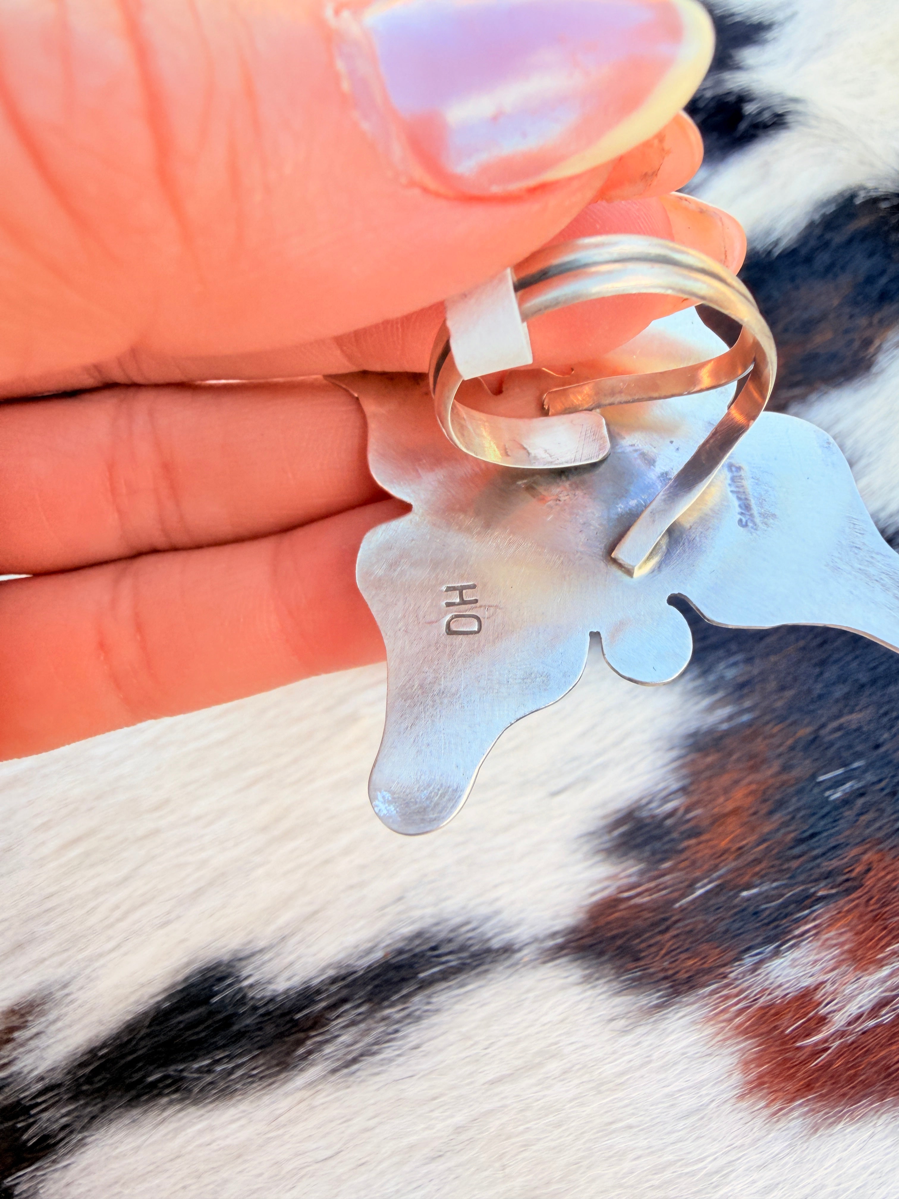 Handcrafted Turquoise & Sterling Silver Adjustable Butterfly Ring