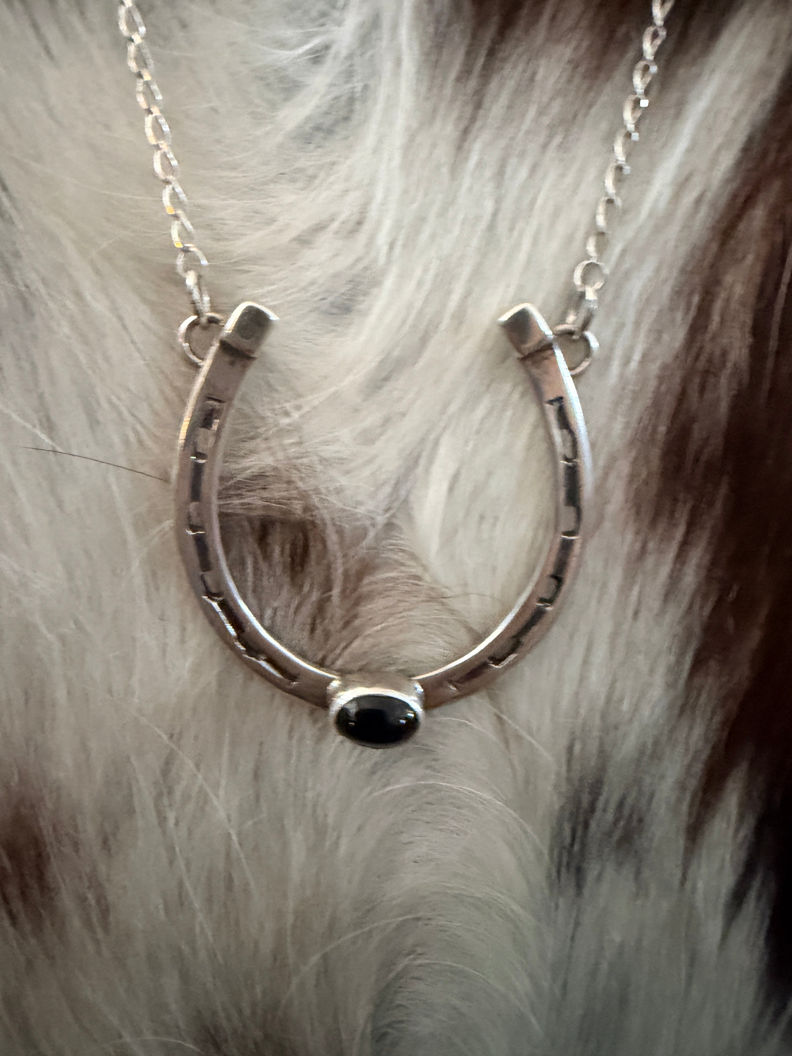 Handcrafted Onyx & Sterling Silver Horseshoe Necklace