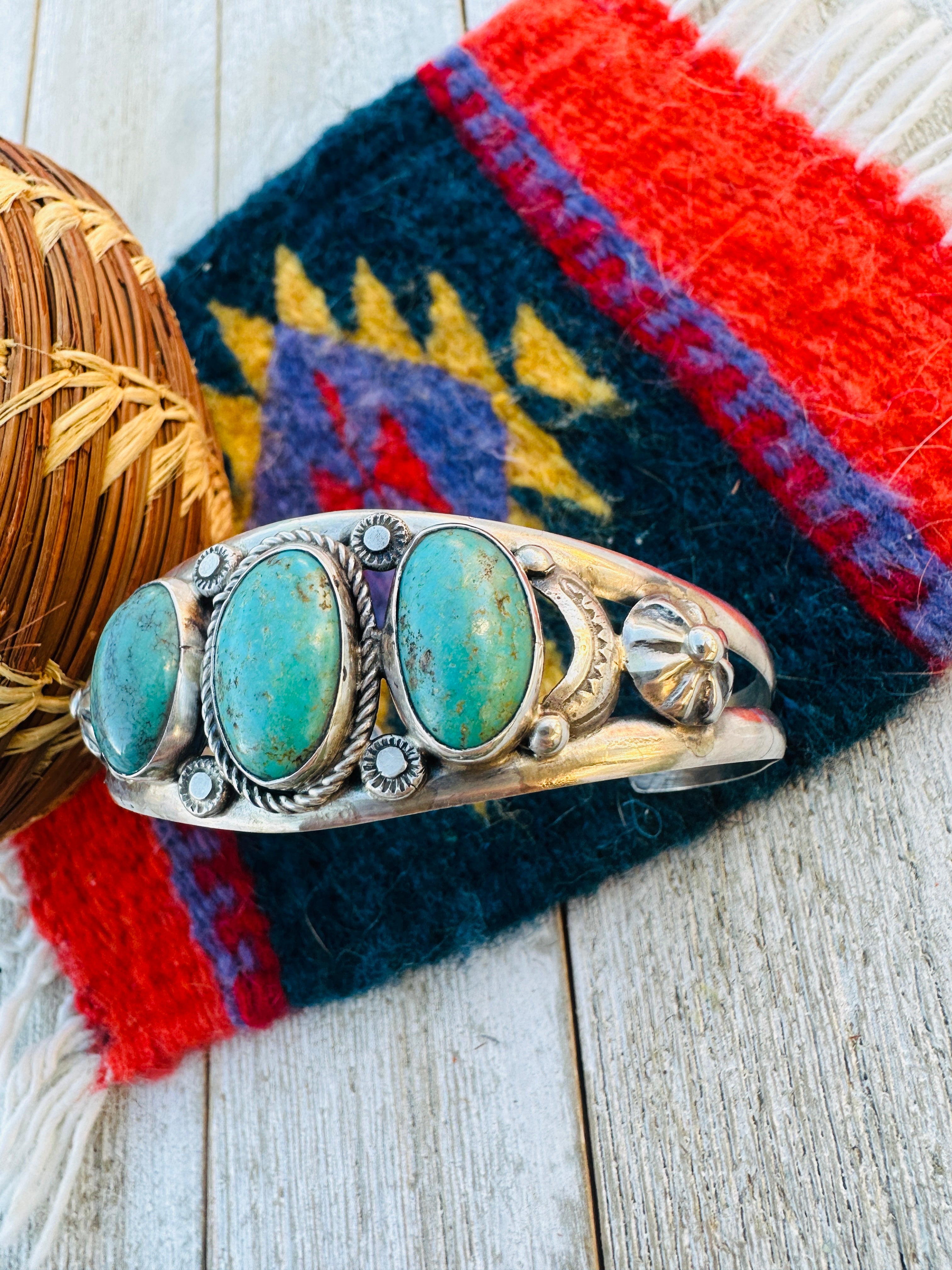 Handcrafted Turquoise & Sterling Silver Cuff Bracelet by Jacqueline Silver