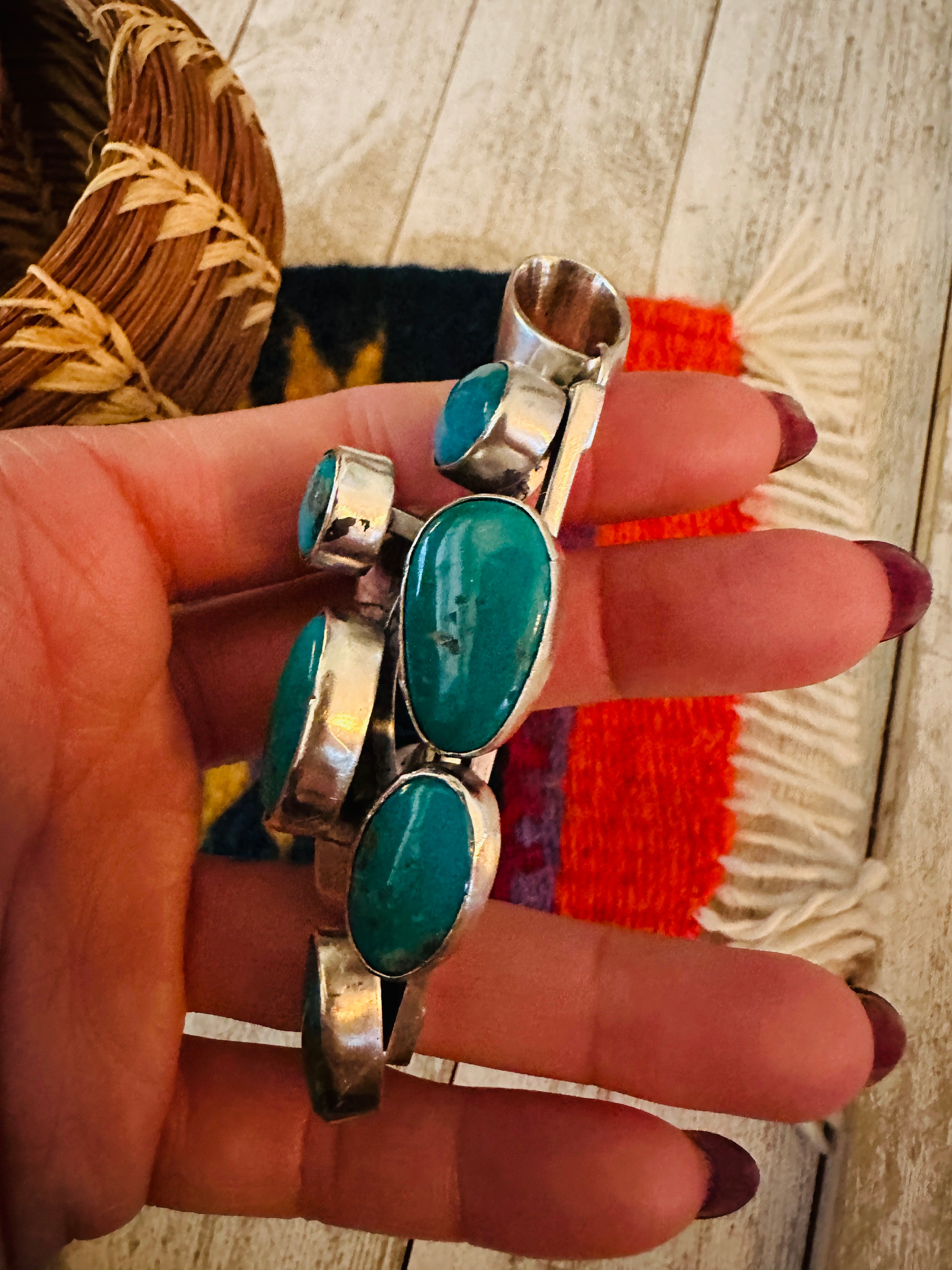 Navajo Turquoise and Sterling Silver Cluster Pendant