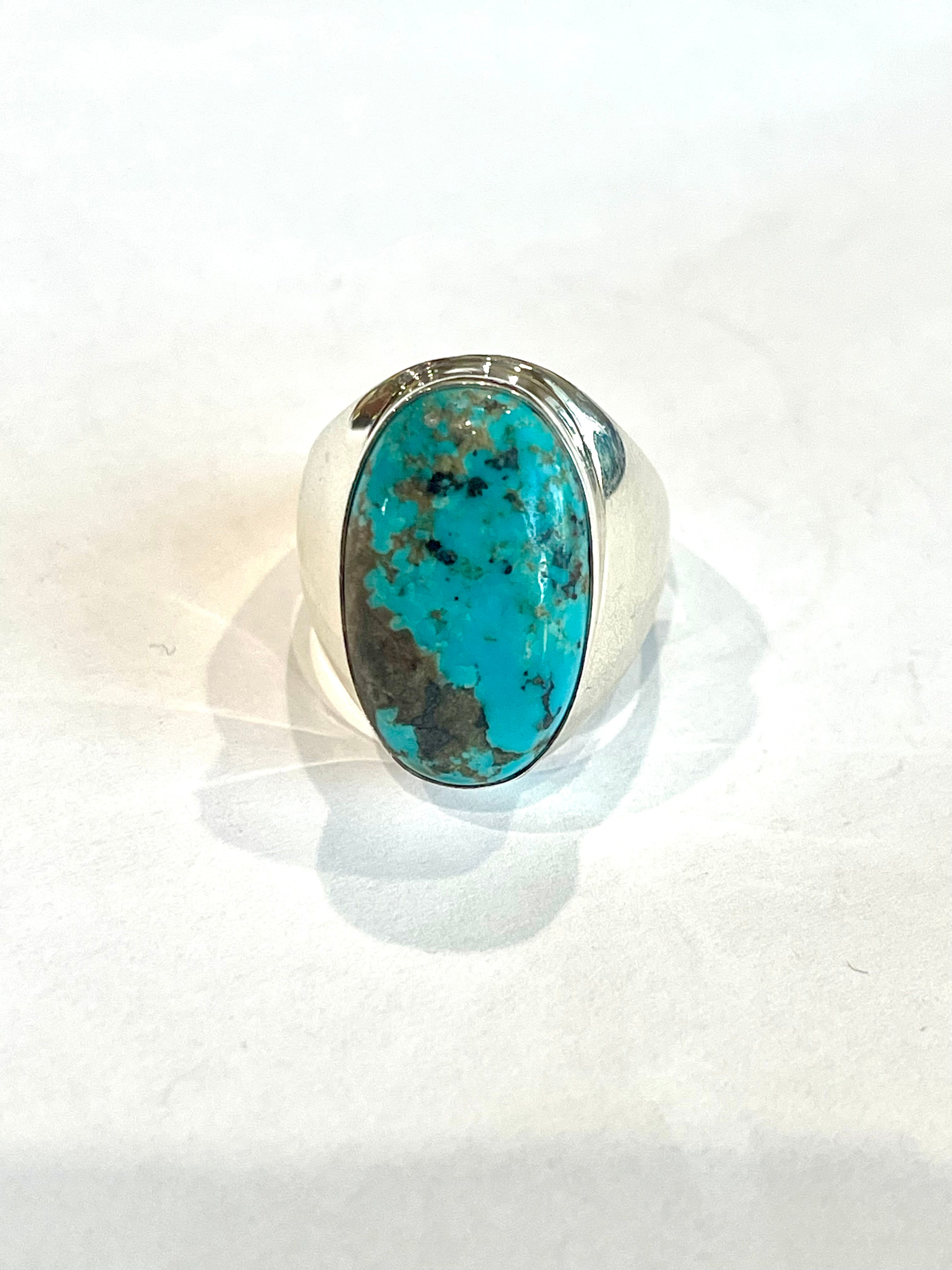 Navajo Turquoise & Sterling Silver Ring Size 11