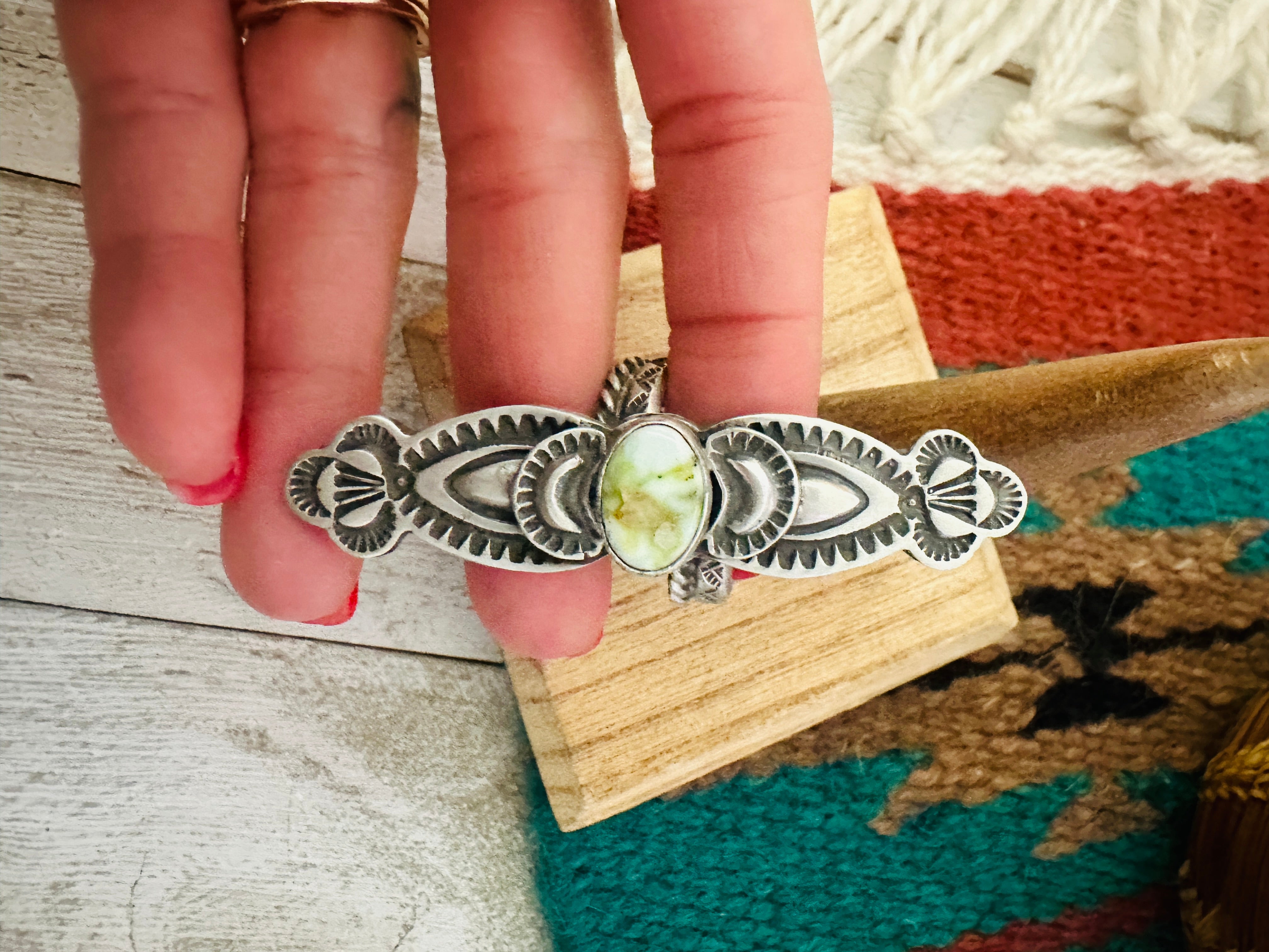 Navajo Sterling Silver & Palomino Turquoise Adjustable Ring