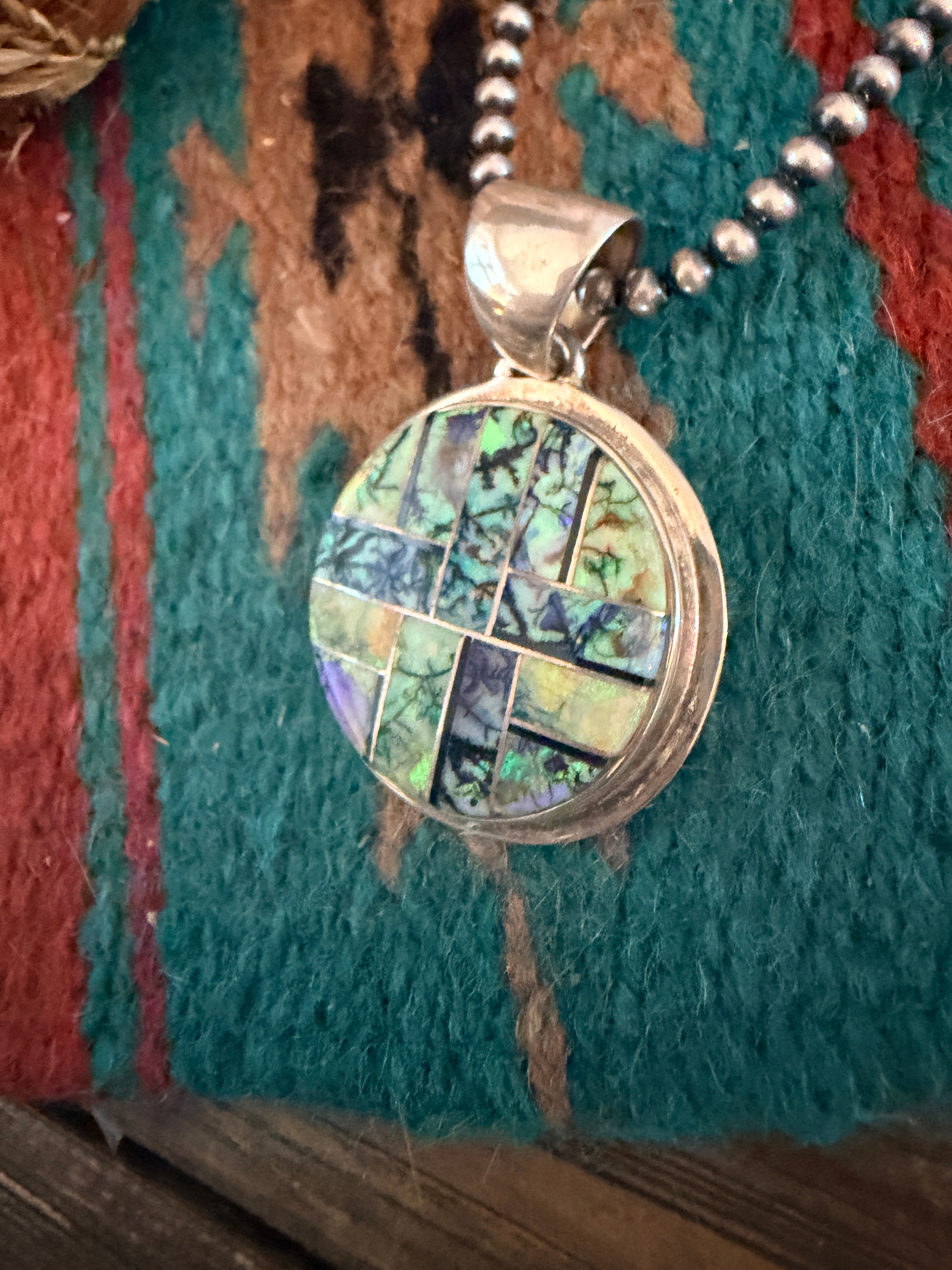 Handcrafted Sterling Silver and Opal Inlay Pendant