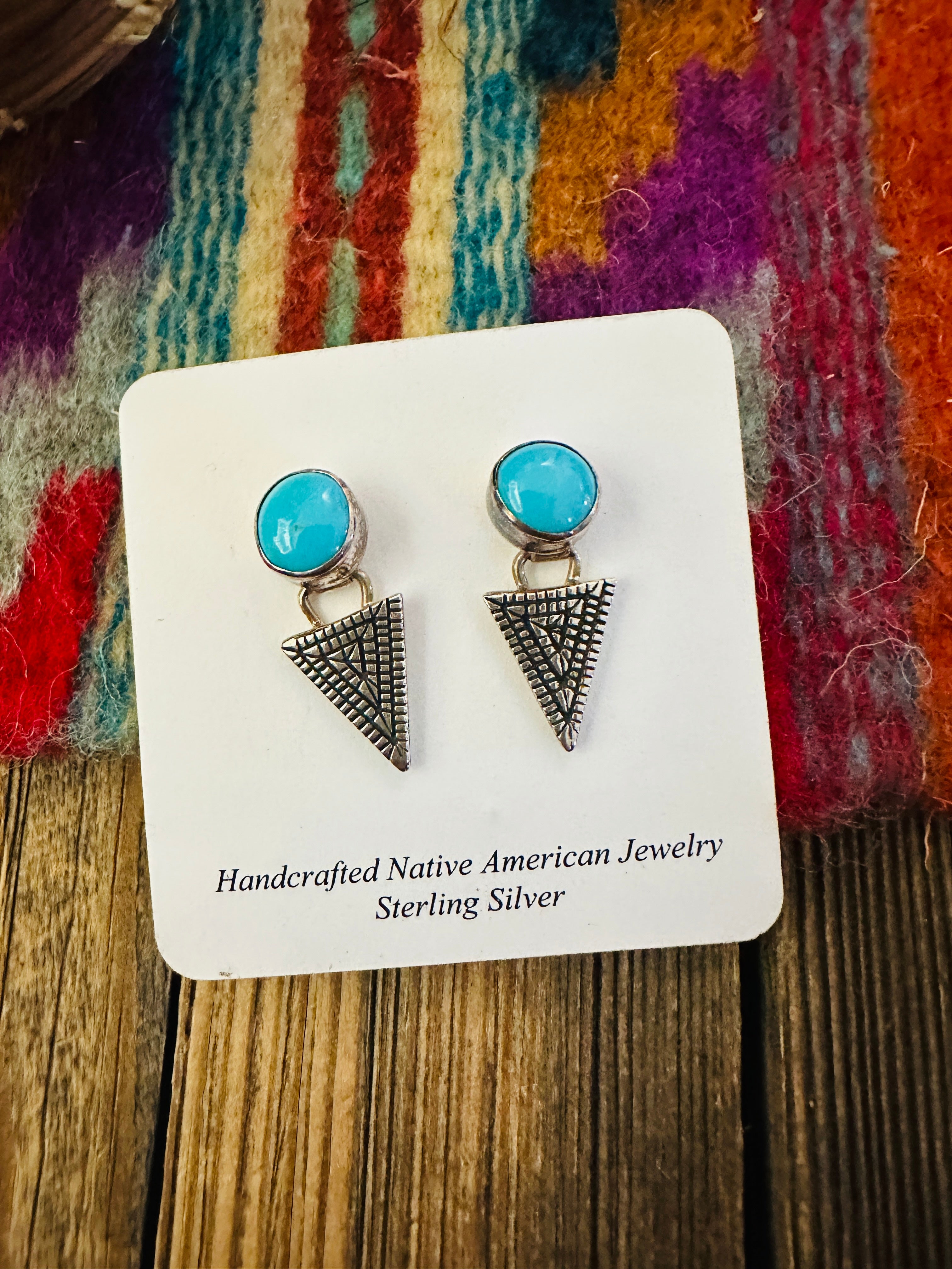 Handcrafted Turquoise & Sterling Silver Dangle Earrings