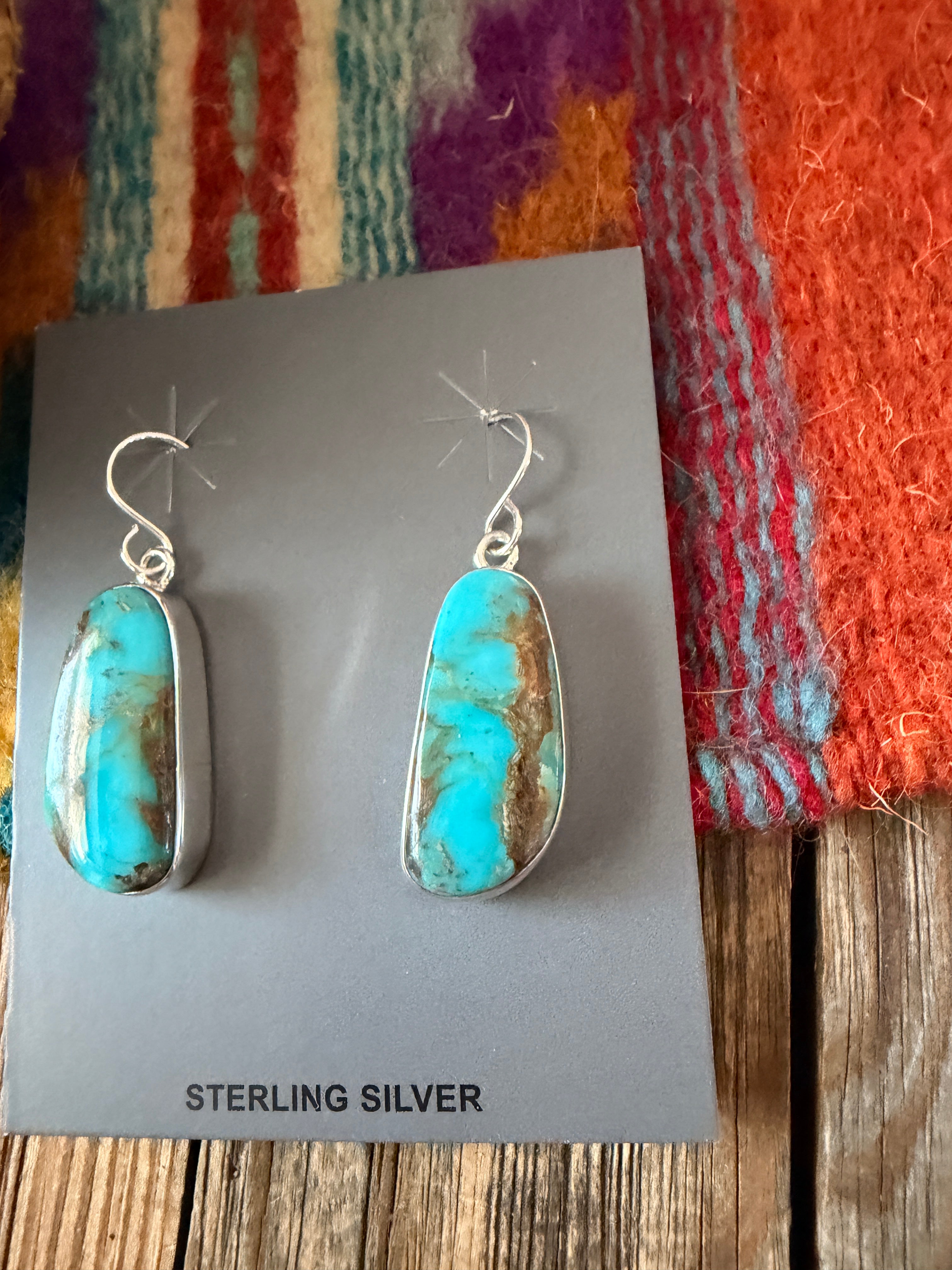 Handcrafted Turquoise & Sterling Silver Dangle Earrings