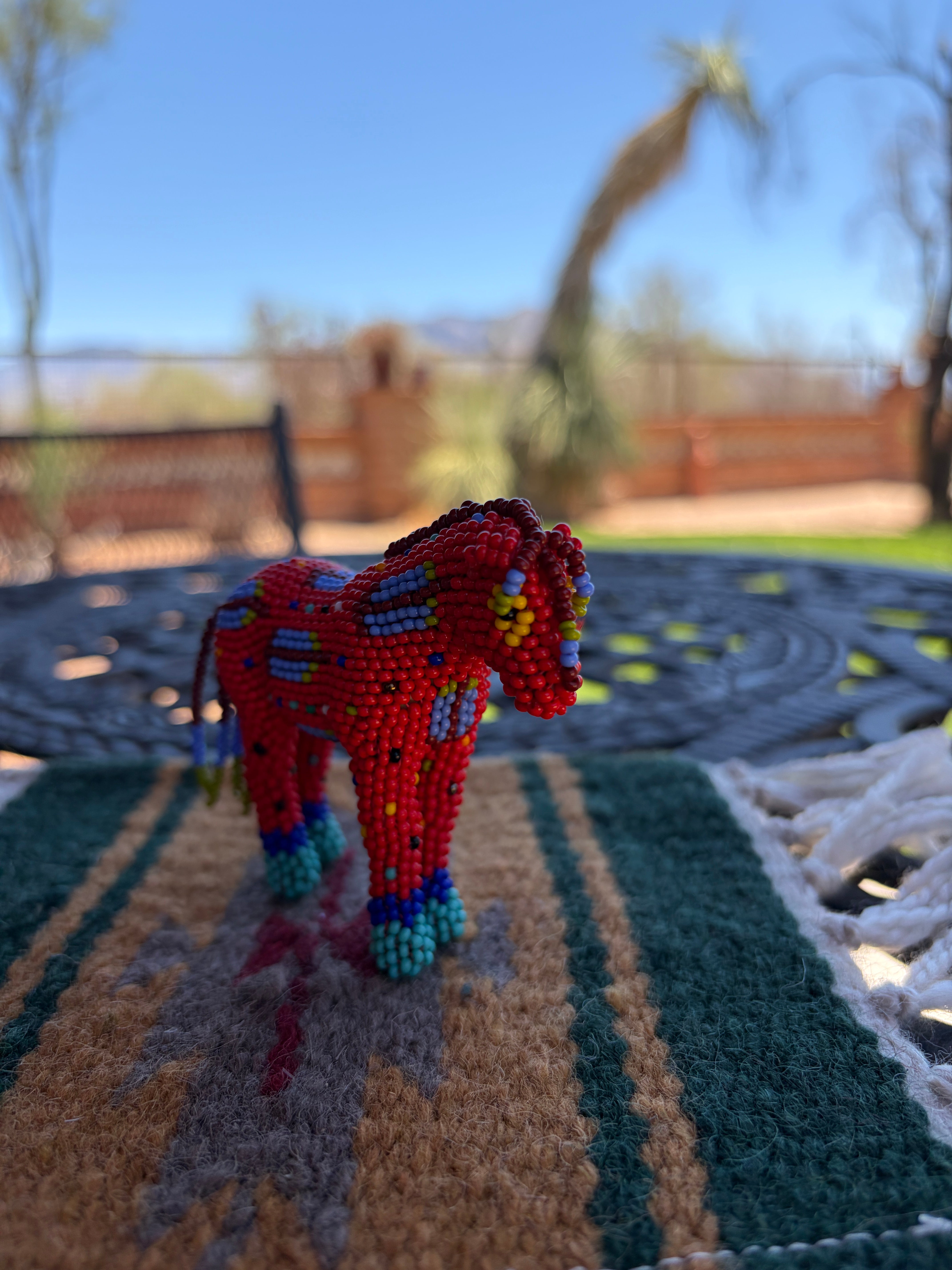 Handmade Peyote Stitched Horse Figurine-Red 9
