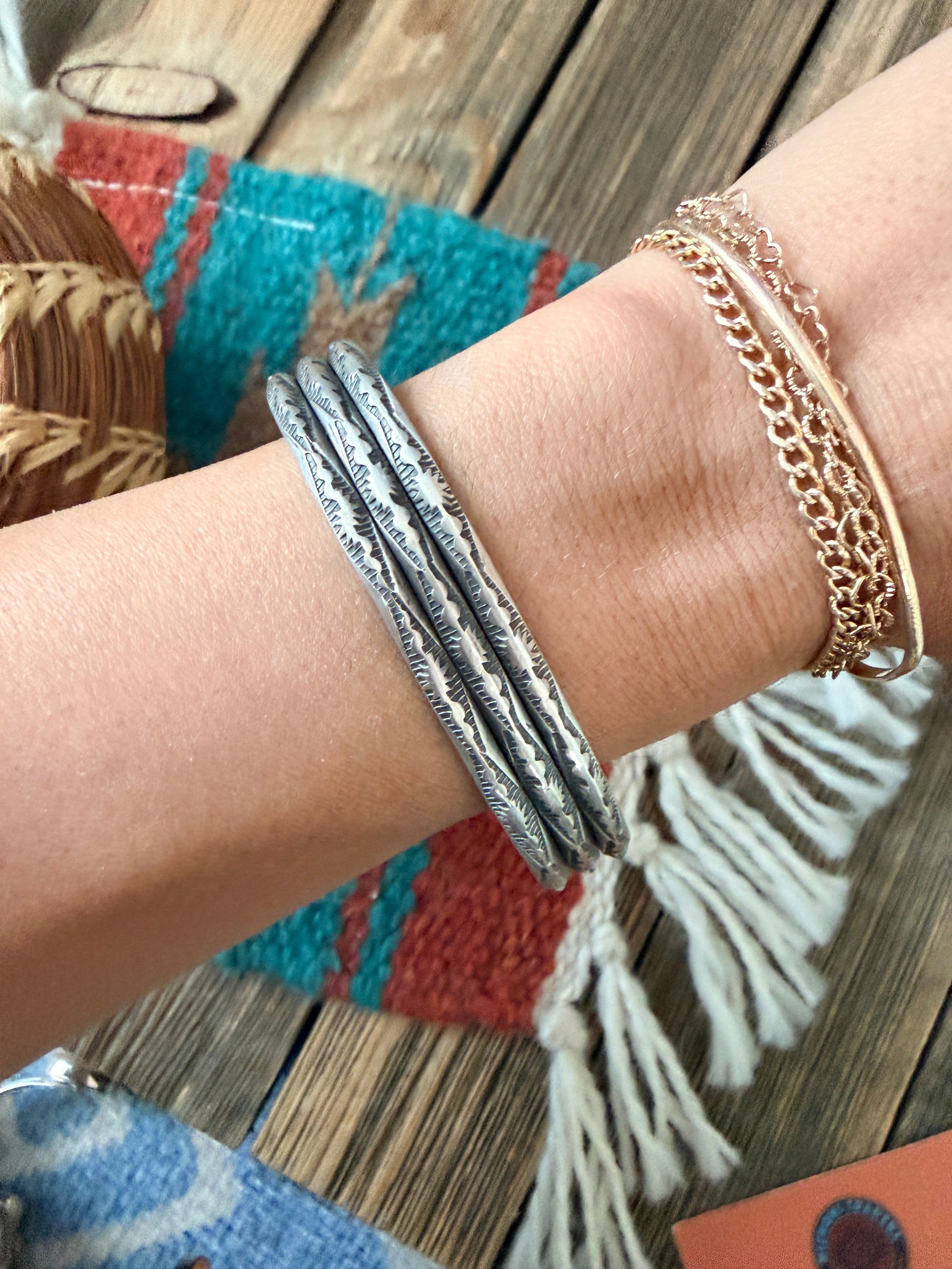 Hand Stamped Sterling Silver Cuff Bracelet
