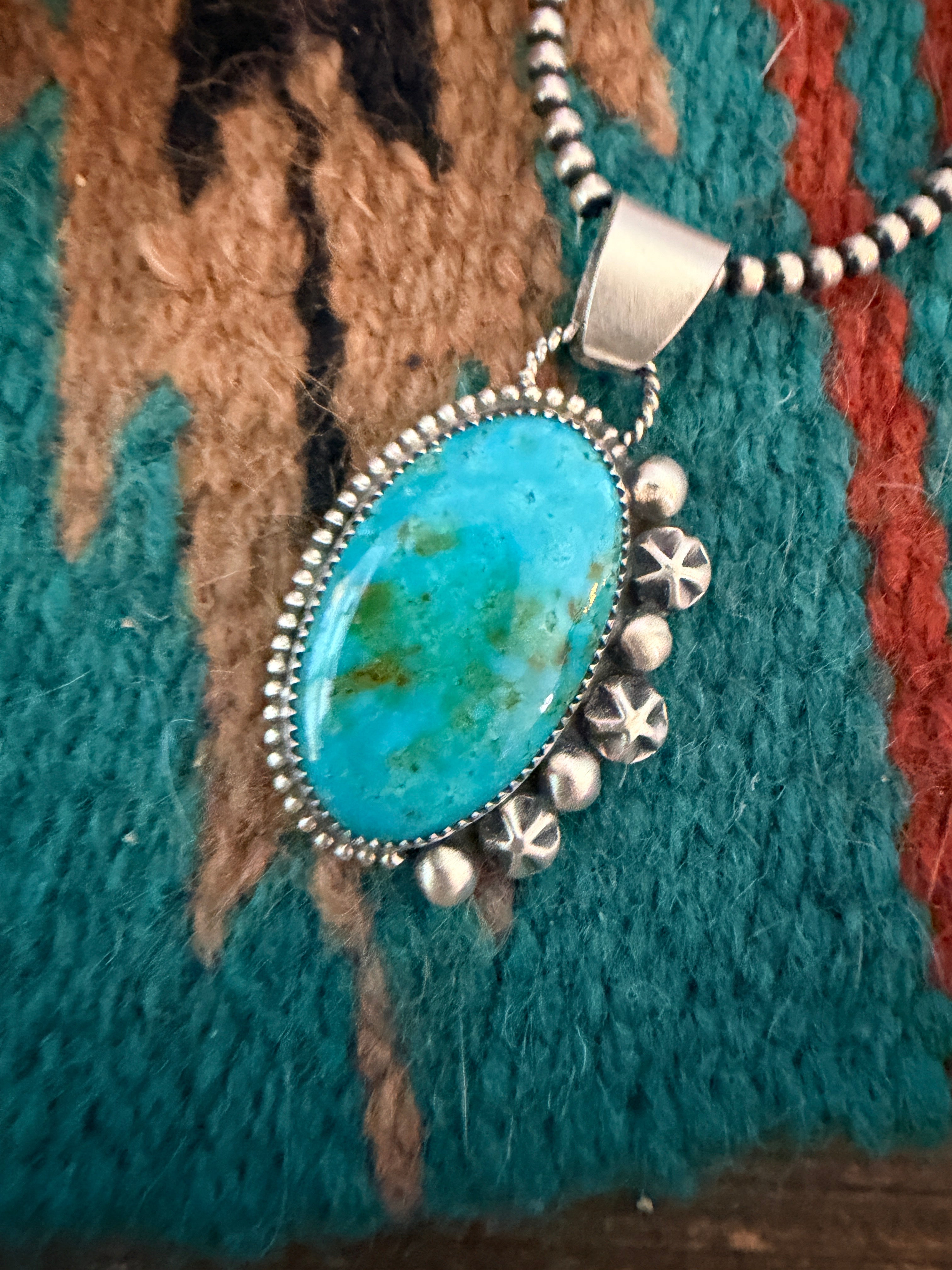 Handmade Sterling Silver & Tyrone Turquoise Pendant