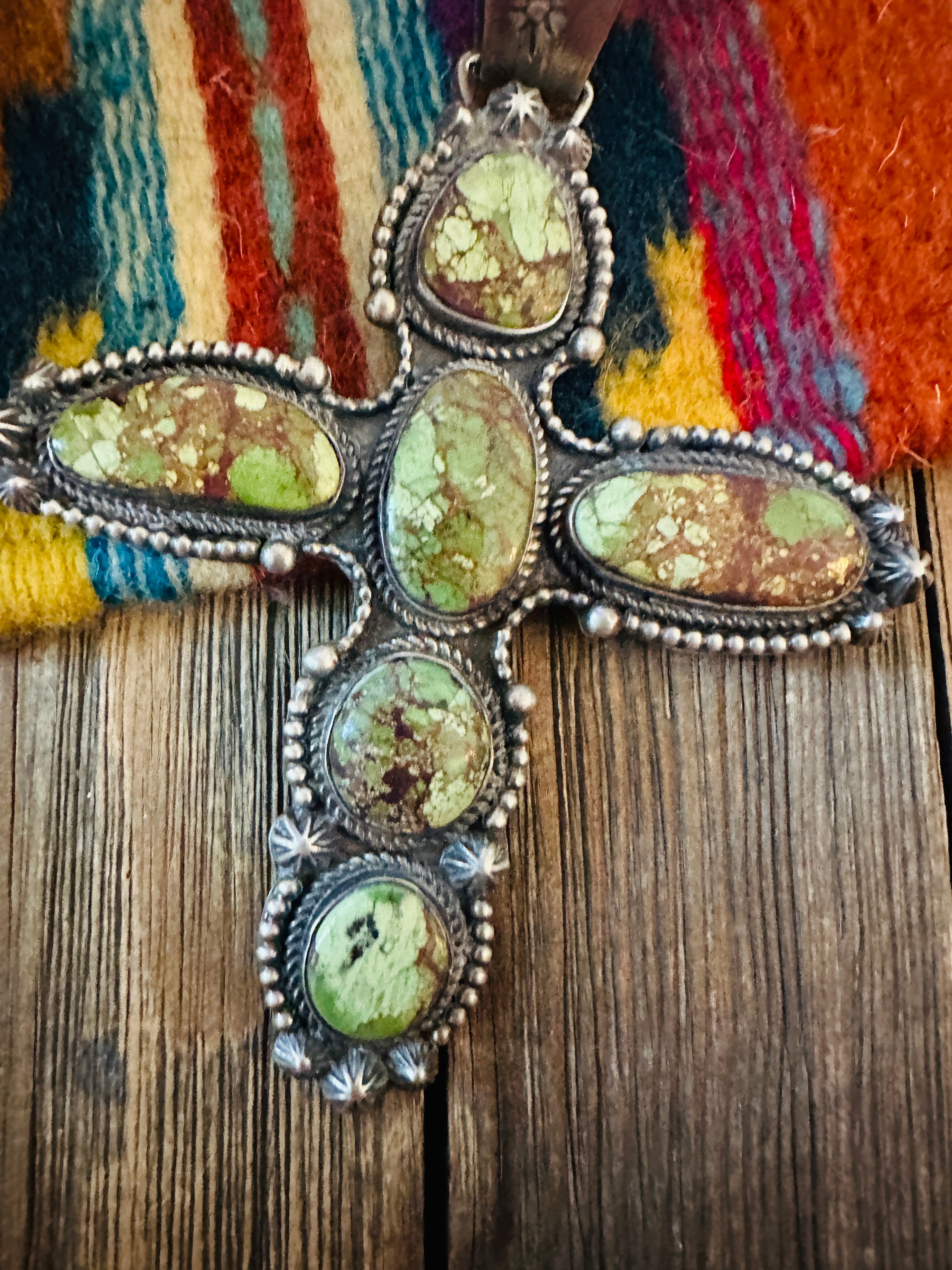 Handcrafted Sterling Silver & Egyptian Turquoise Cross Pendant by Rosella Paxson