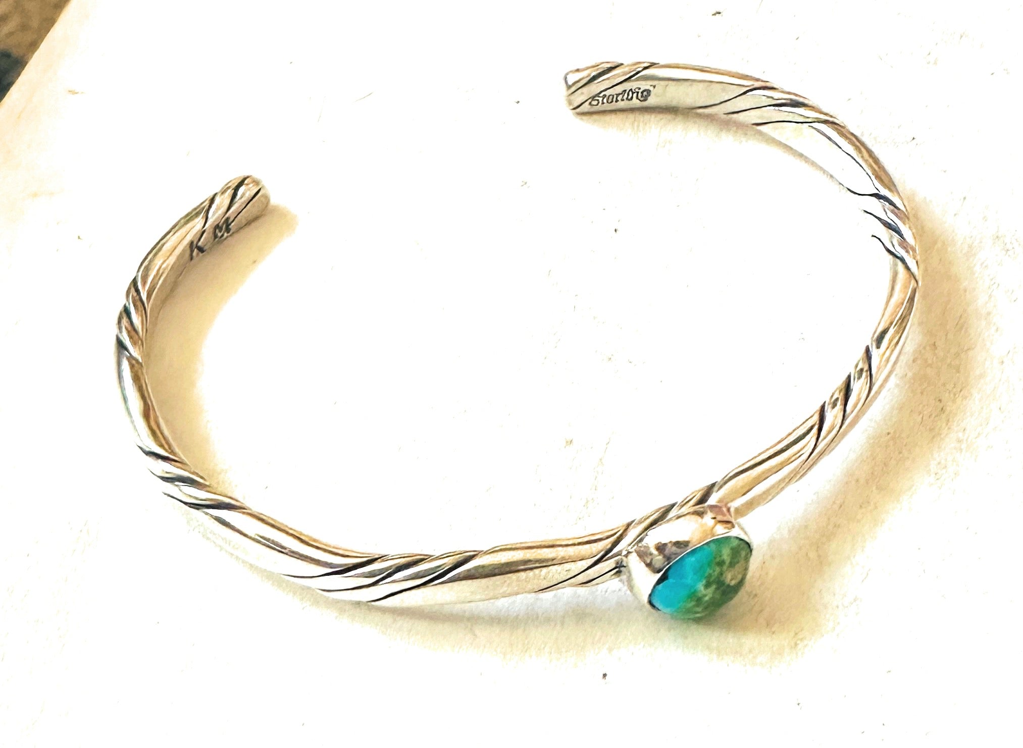 Navajo Sonoran Gold Turquoise & Sterling Silver Cuff Bracelet