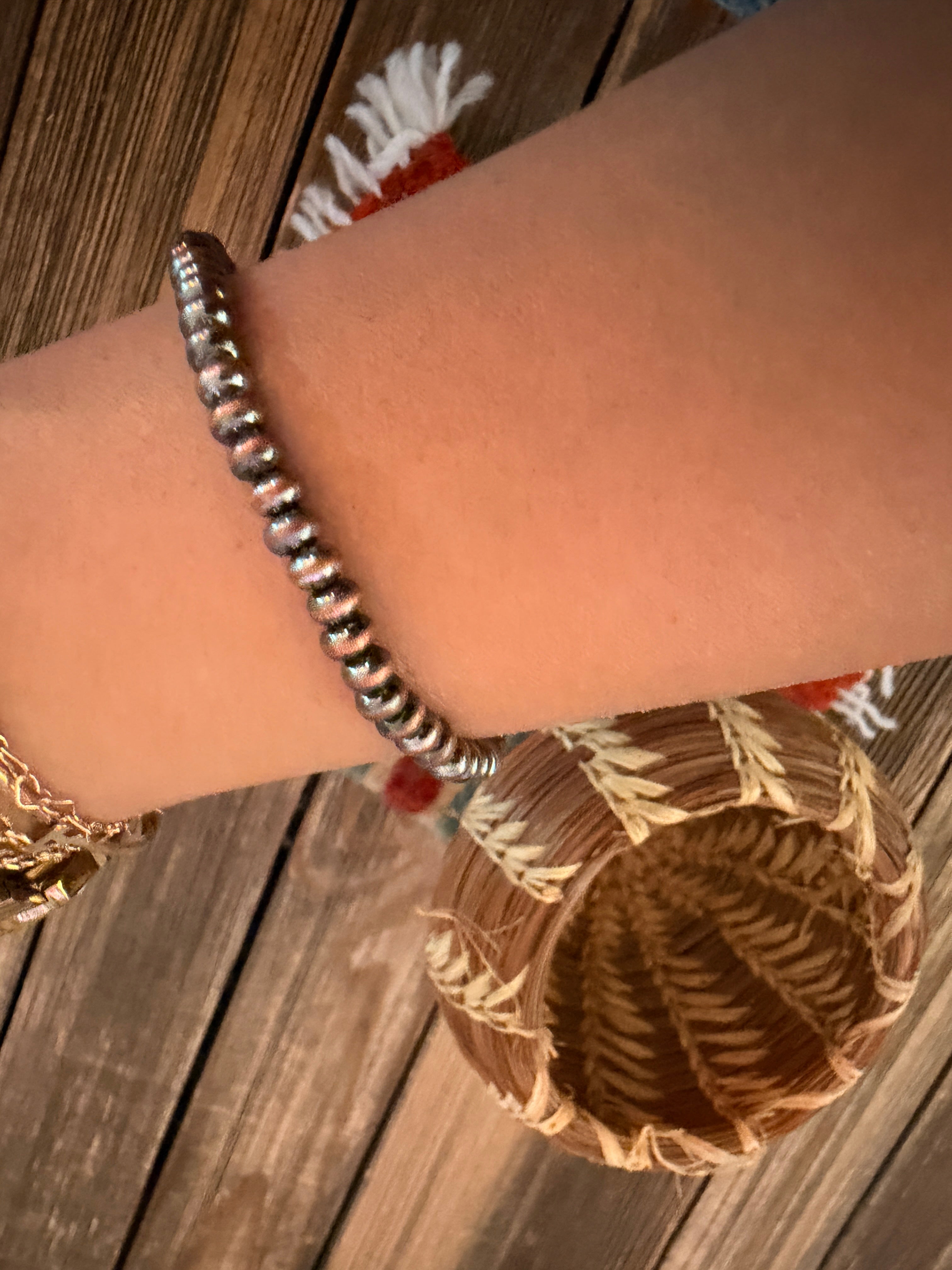 Handcrafted Copper Beaded Stretch Bracelet