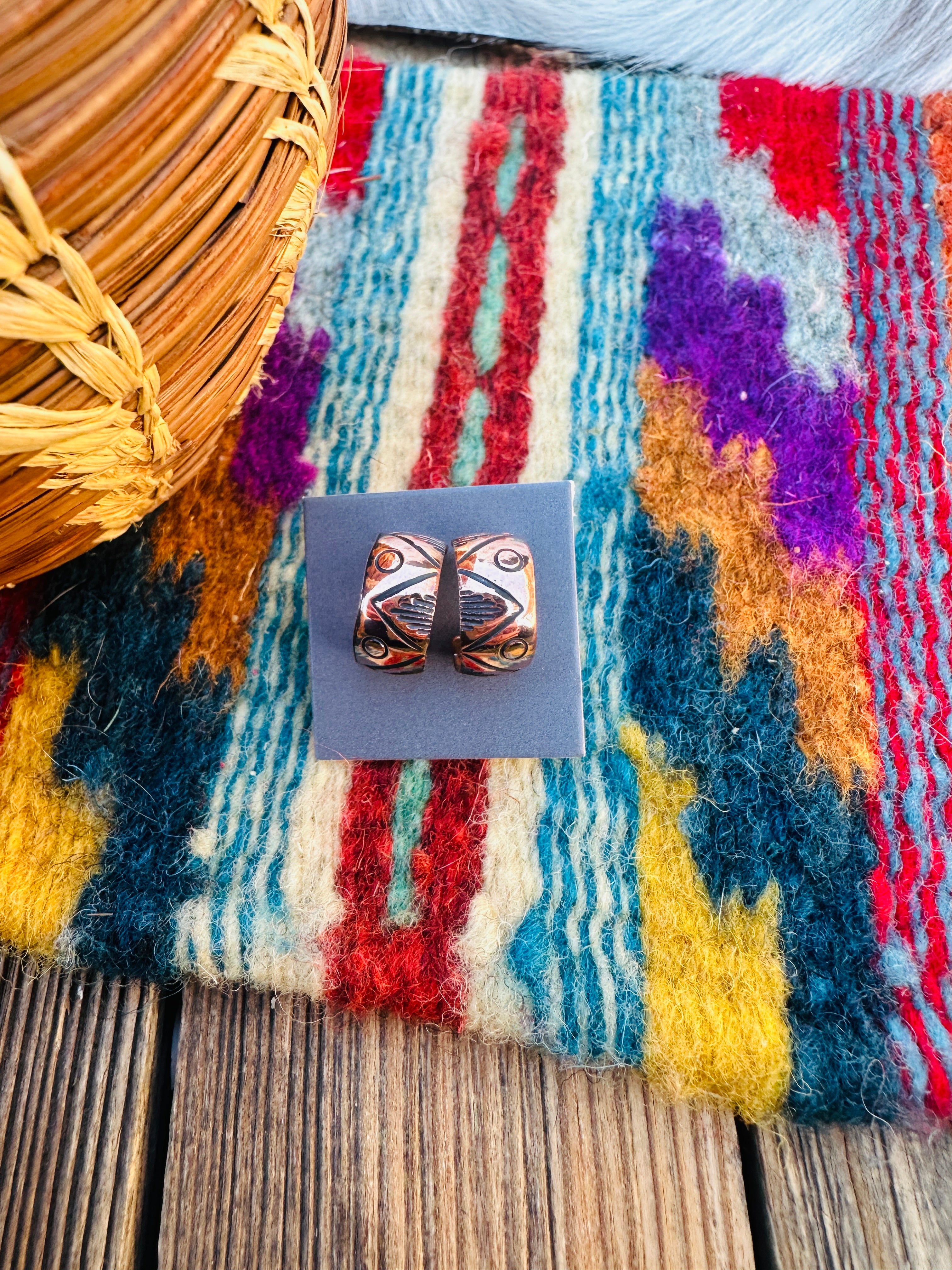 Hand Stamped Copper Hoop Earrings