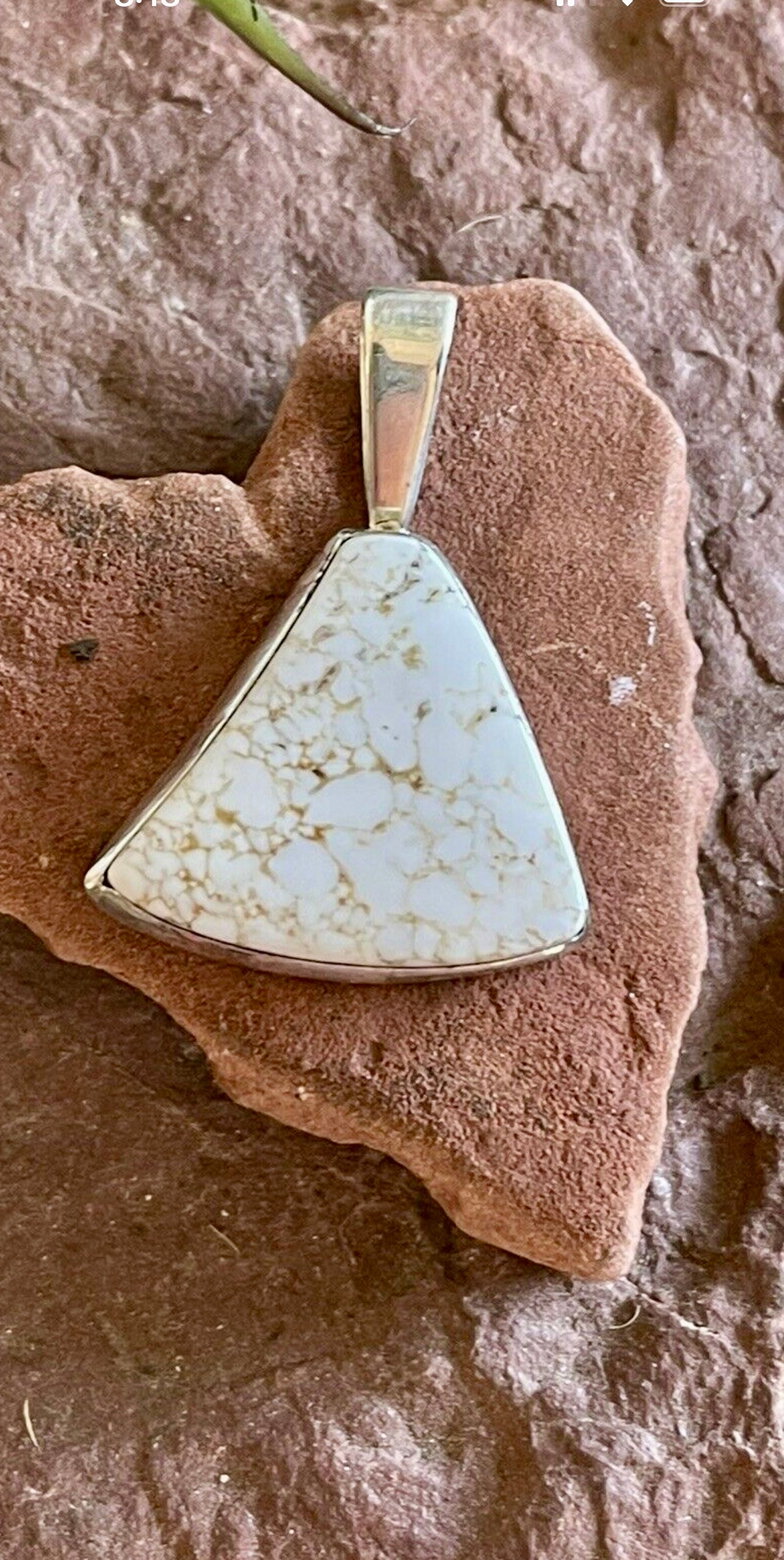 Navajo White Buffalo & Sterling Silver Southwest Pendant