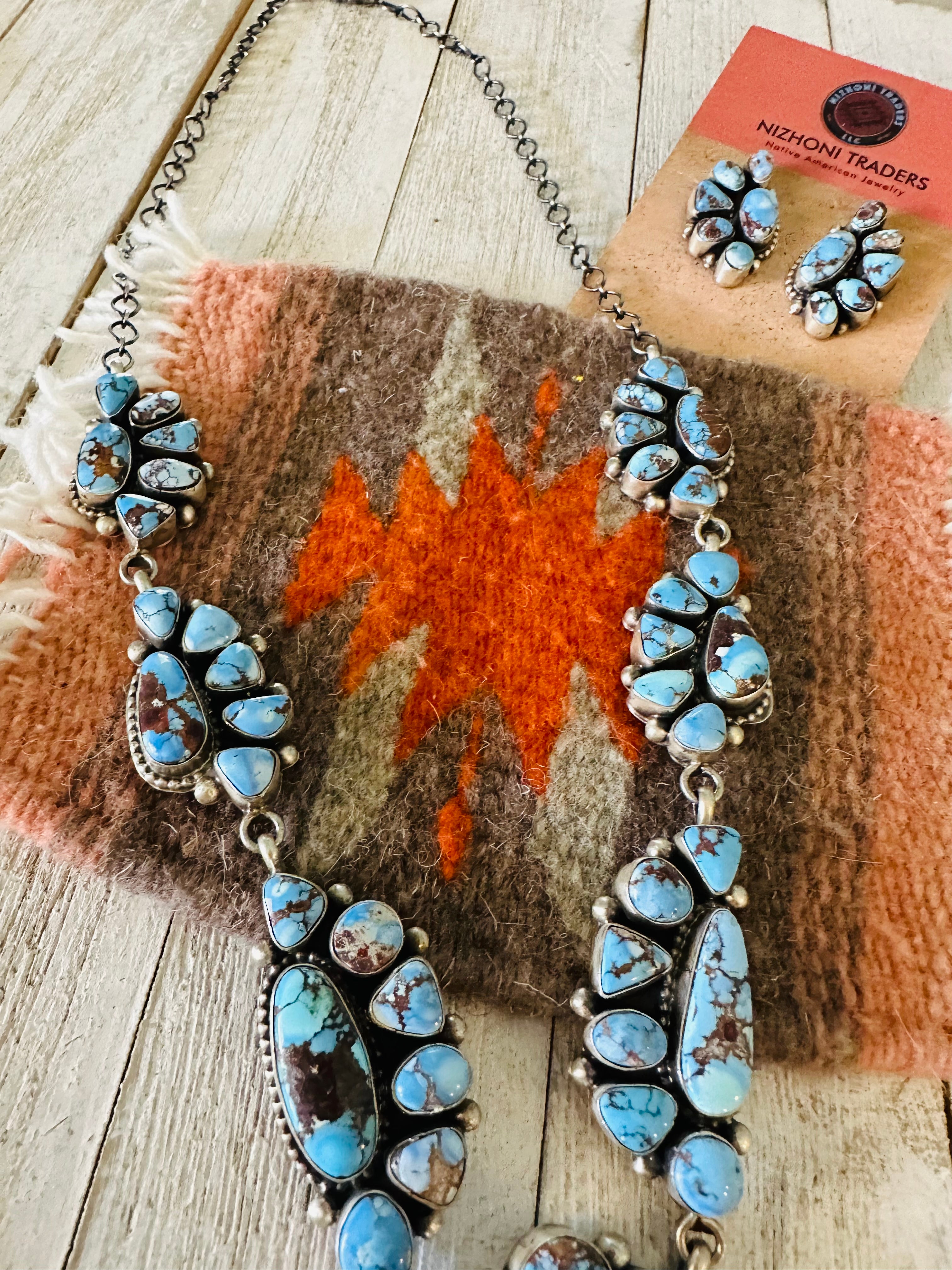 Navajo Golden Hills Turquoise & Sterling Silver Necklace Set