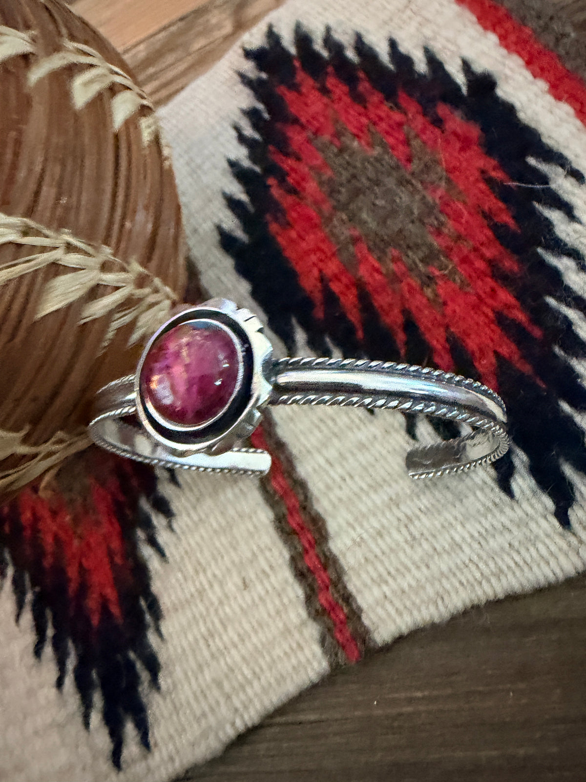 Handcrafted Pink Dream Mojave & Sterling Silver Cuff Bracelet