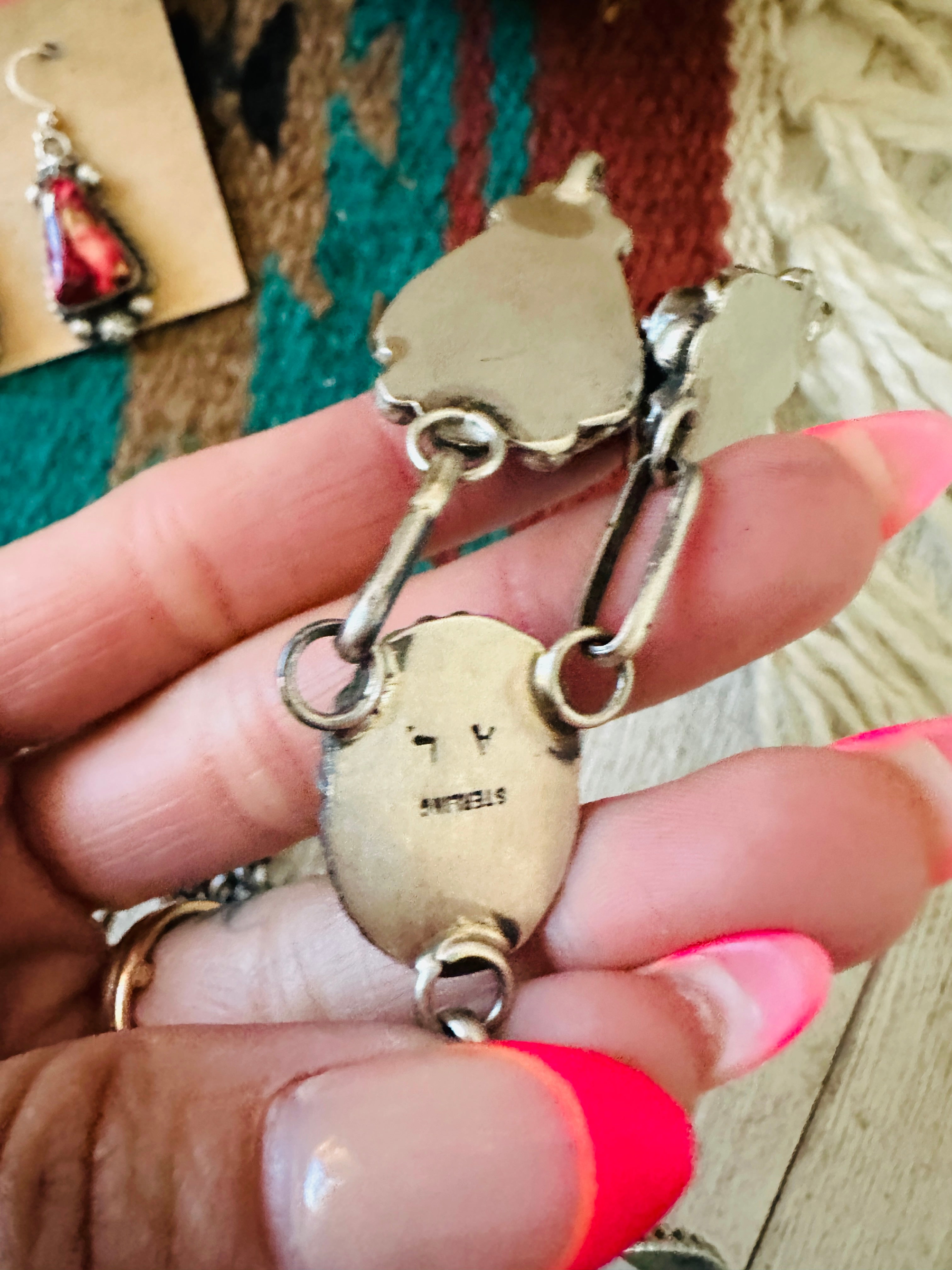 Handcrafted Sterling Silver & Rose Dahlia Lariat Necklace Set by Augustine Largo