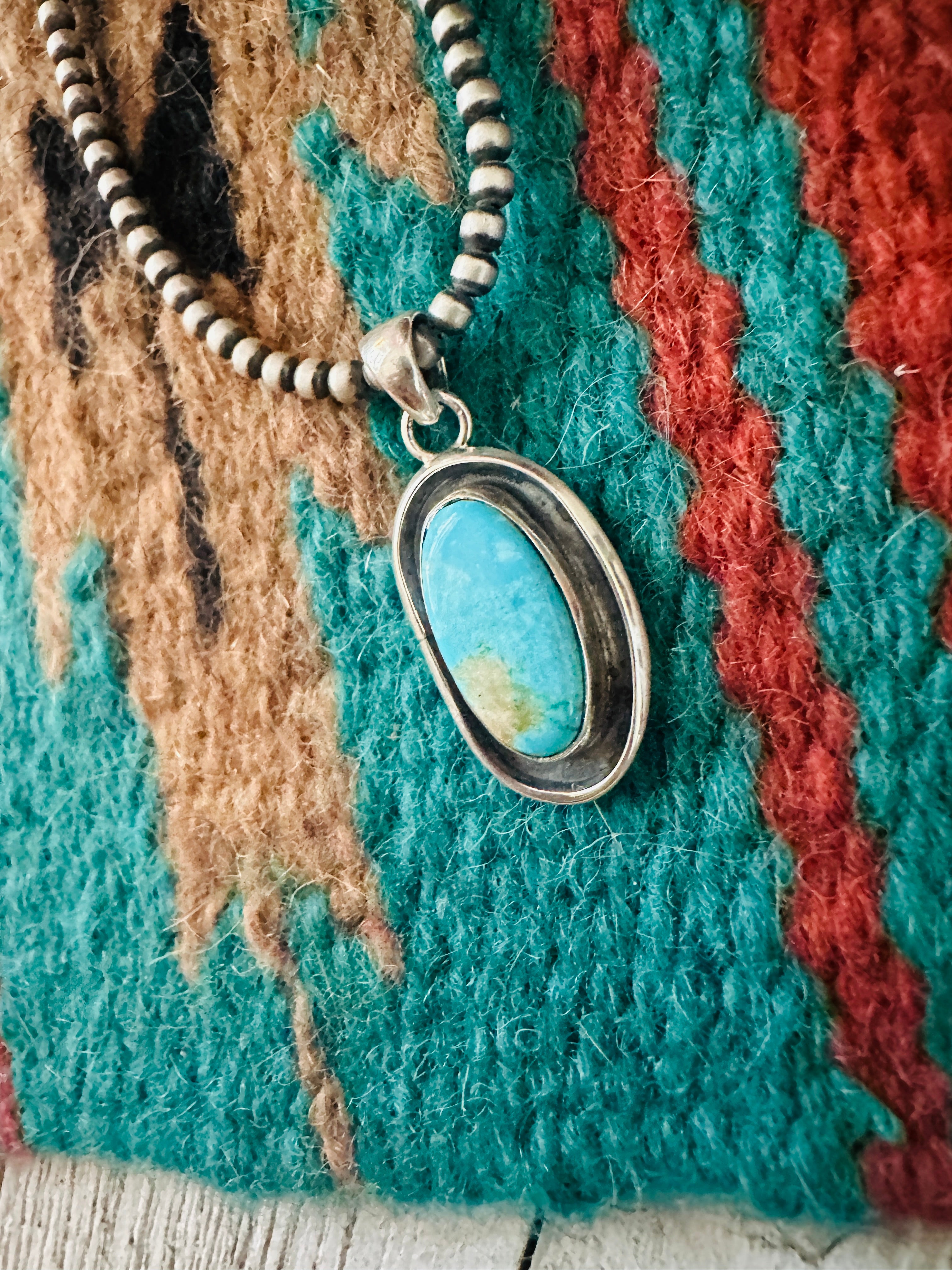 Navajo Turquoise & Sterling Silver Shadowbox Pendant