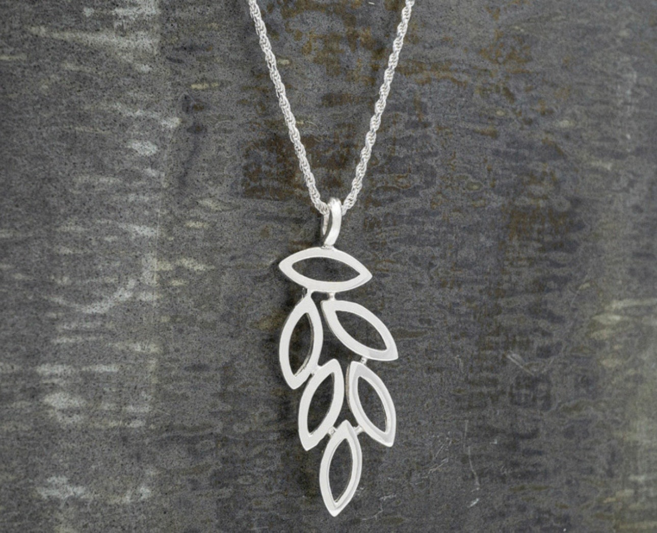 Sterling Silver Leaf Cluster Pendant & Necklace