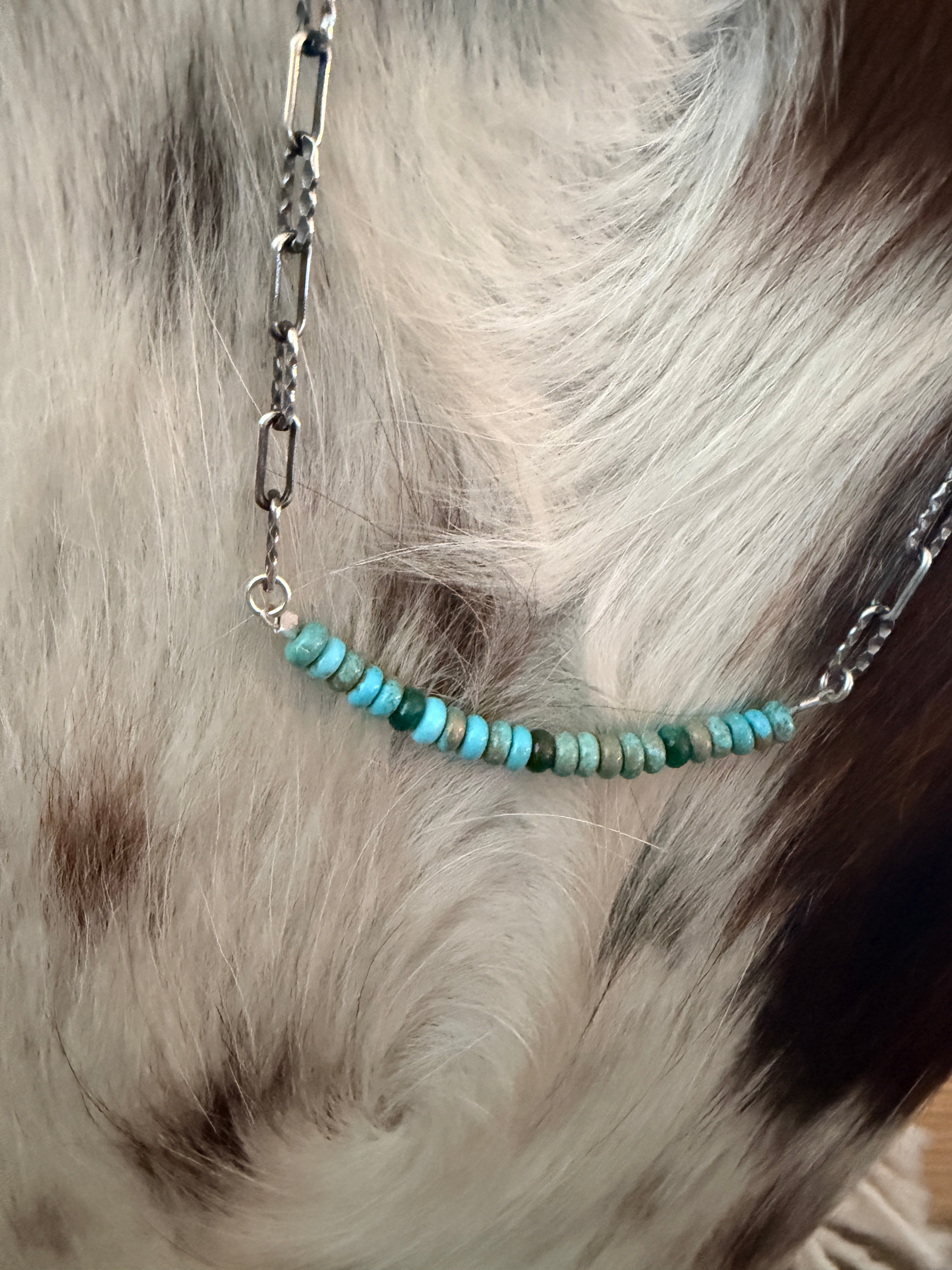 Handmade Sterling Silver & Turquoise Beaded Necklace