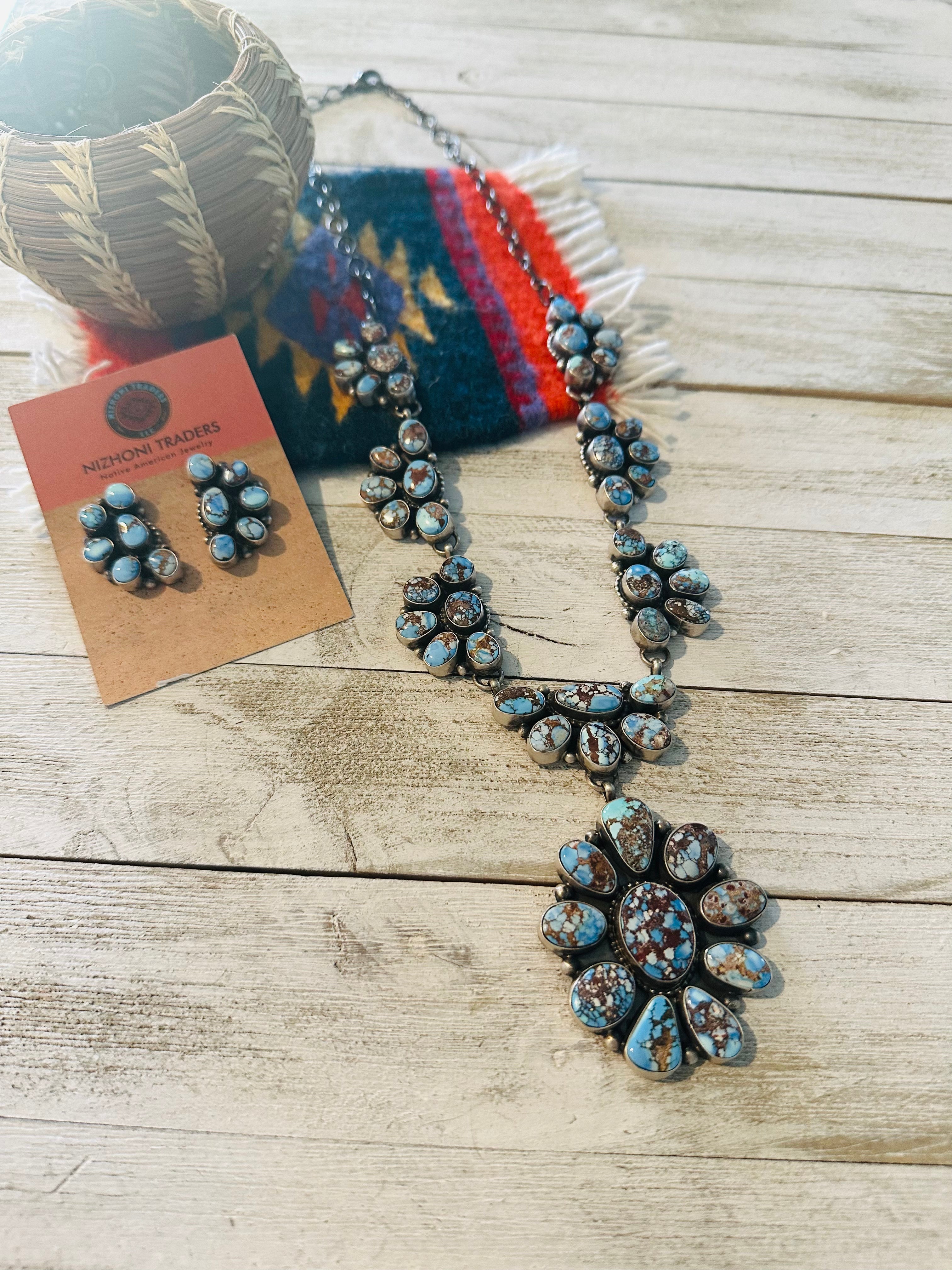 Navajo Golden Hills Turquoise & Sterling Silver Necklace Set by Sheila Becenti