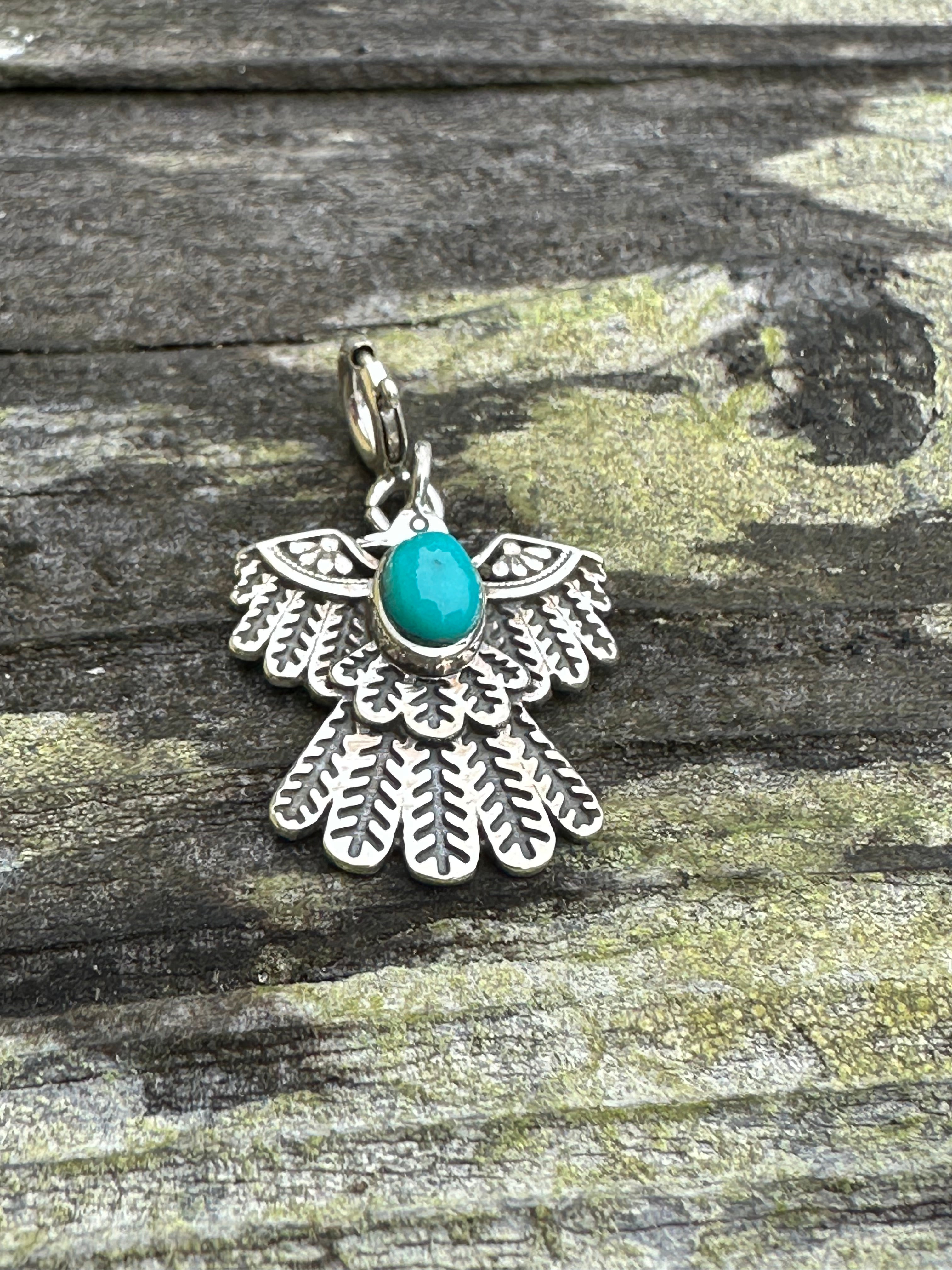 Sterling Silver and Turquoise Thunderbird Charm