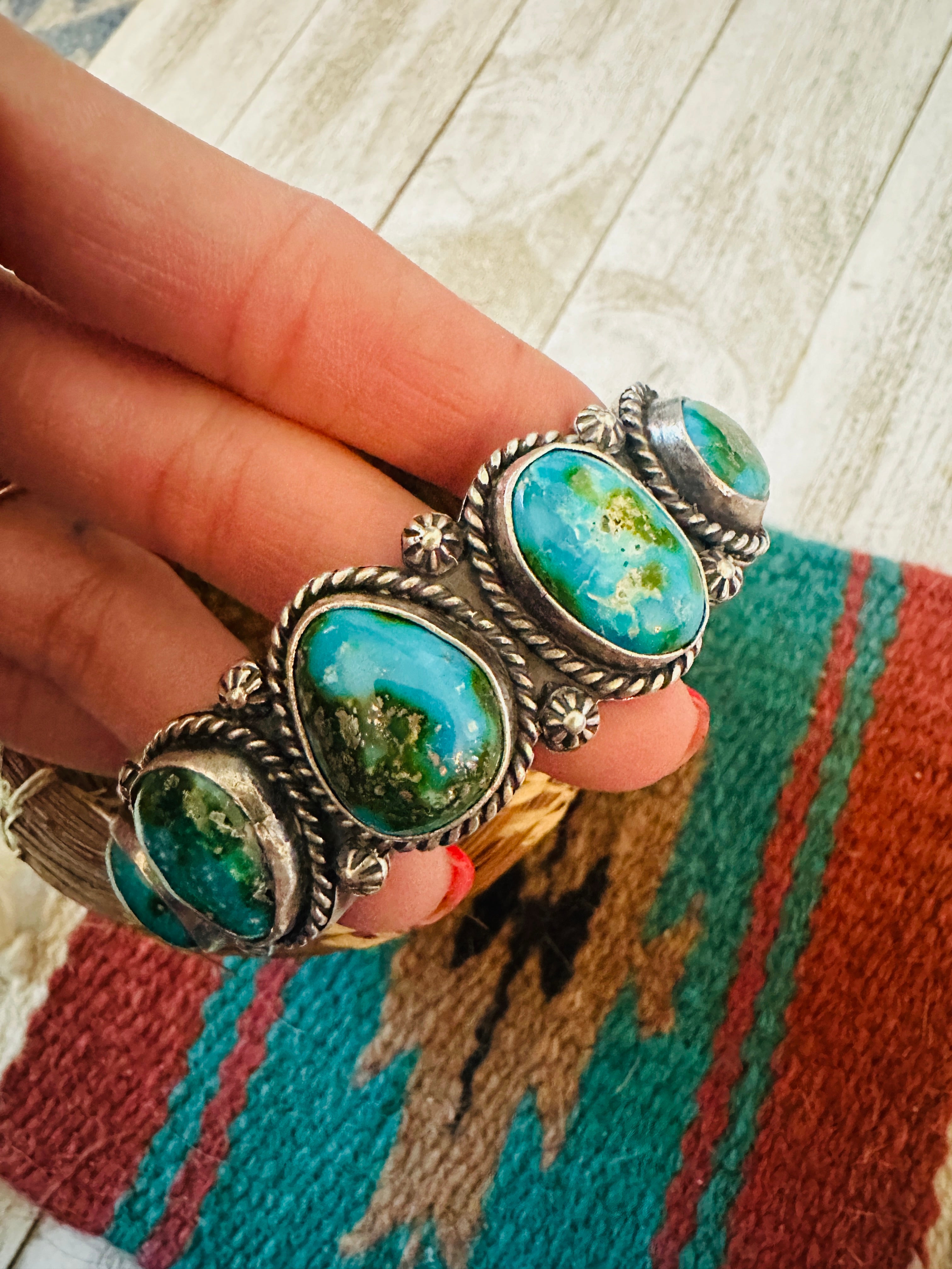 Navajo Sterling Silver & Sonoran Mountain Turquoise Cuff Bracelet