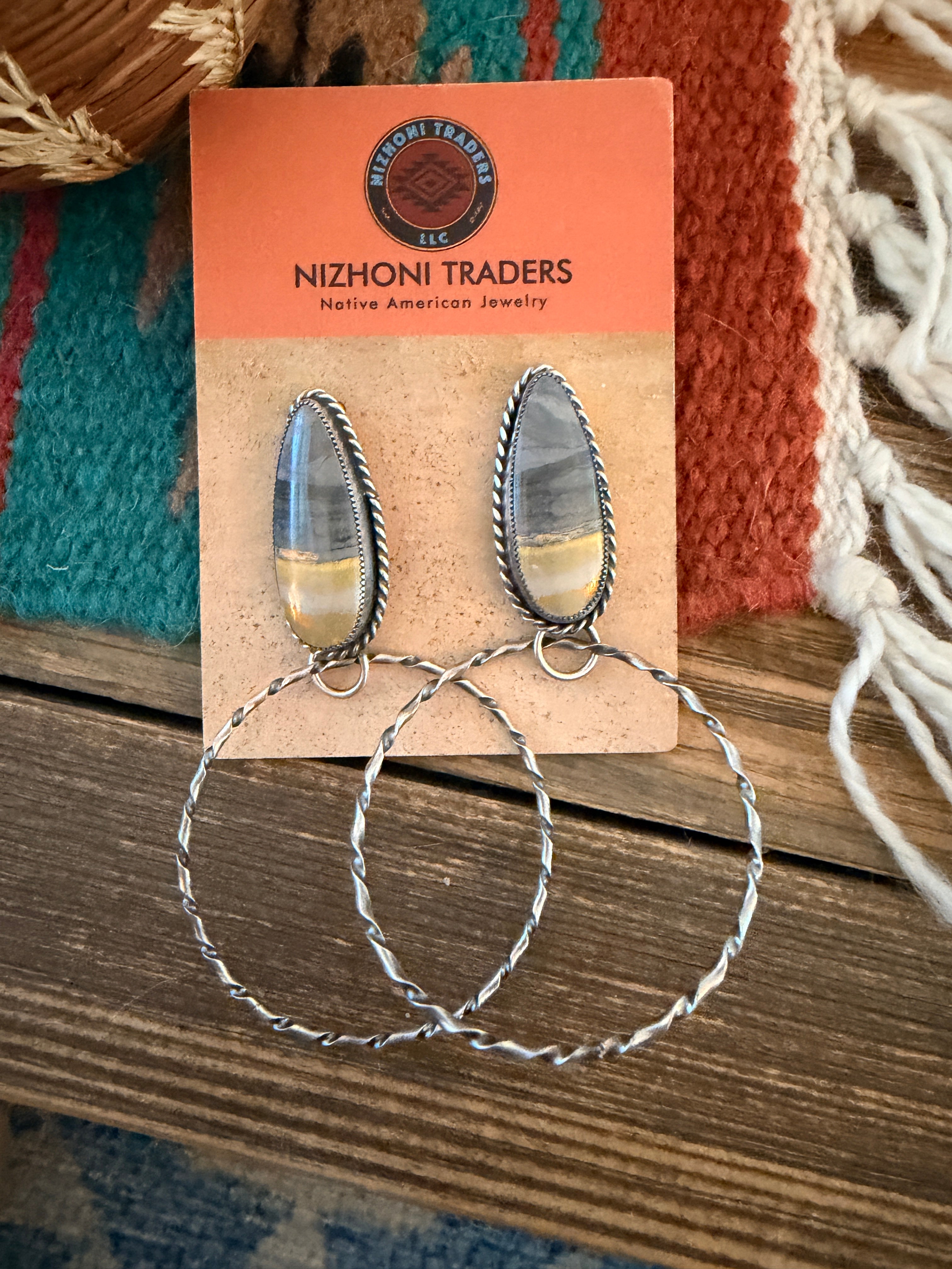 Handcrafted Bumblebee & Sterling Silver Hoop Earrings
