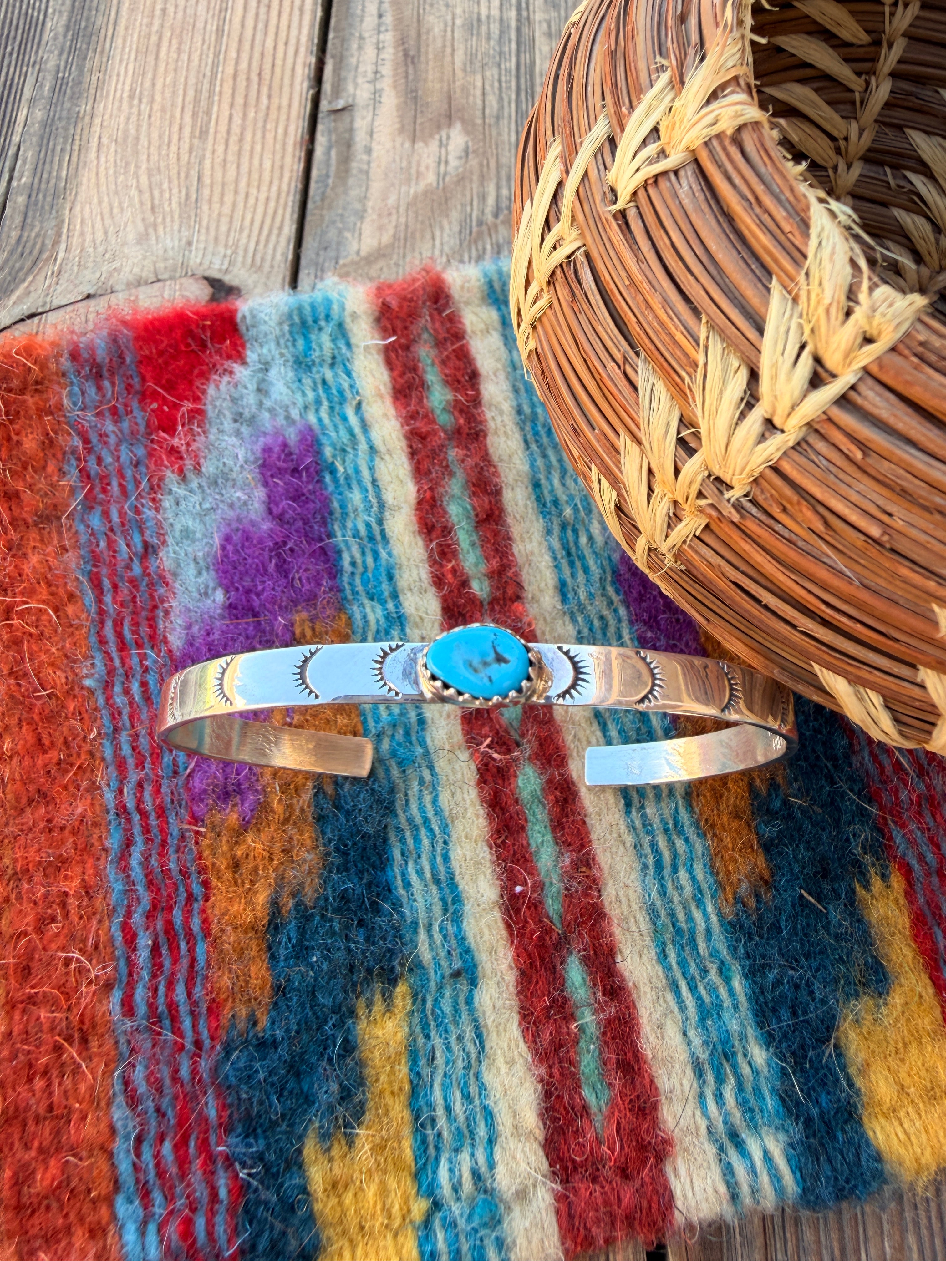 Handcrafted Turquoise & Sterling Silver Cuff Bracelet by Andrew Johnson