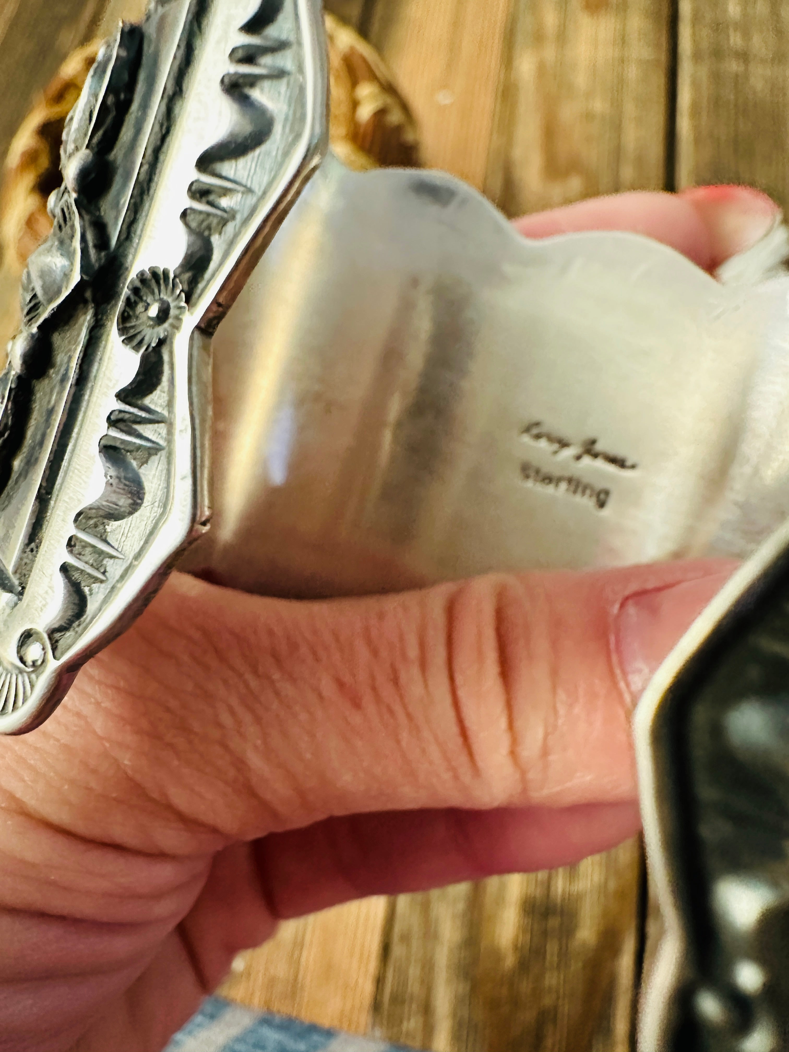 Handcrafted Sterling Silver Studded Cuff Bracelet by Leroy James