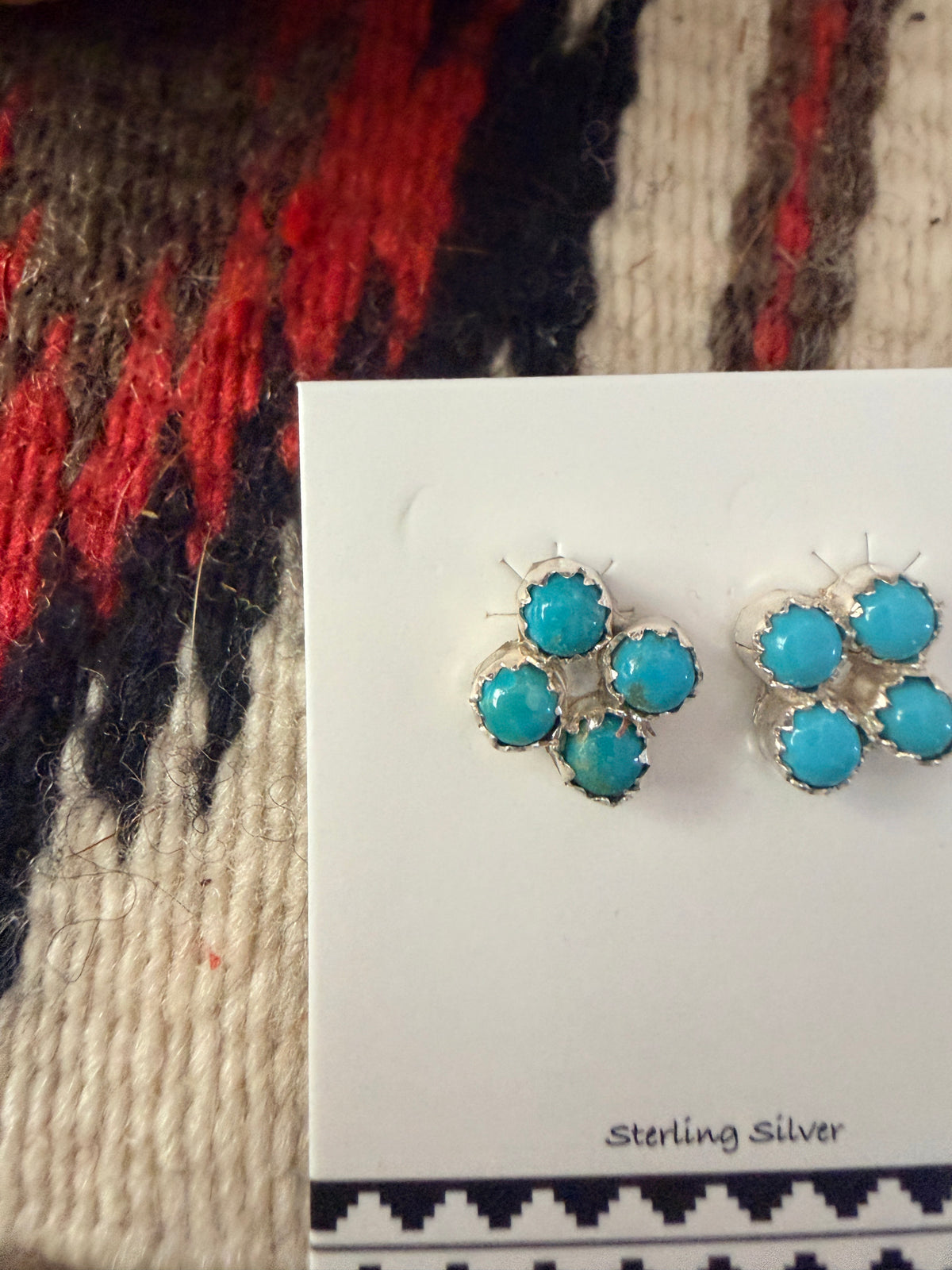 Handcrafted Sterling Silver & Turquoise Petit Point Stud Earrings