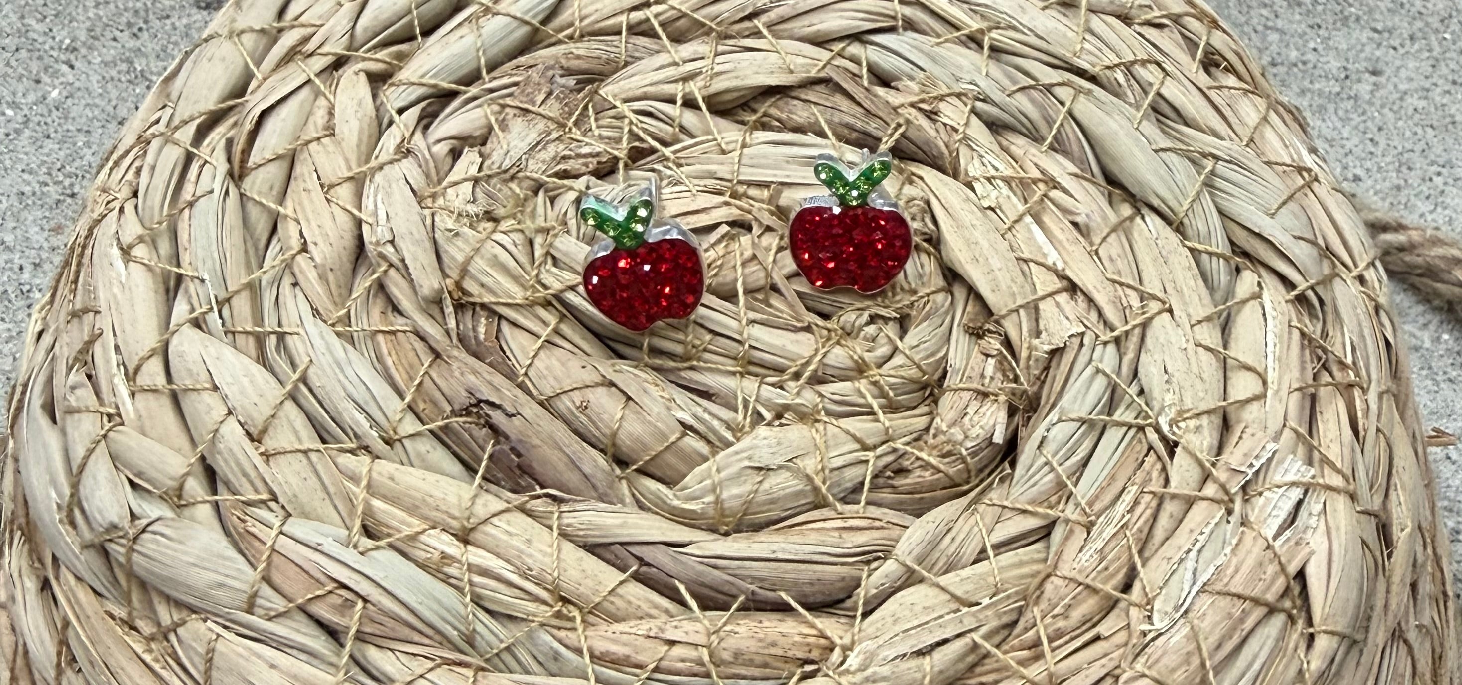 Apple CZ Sterling Silver Earrings