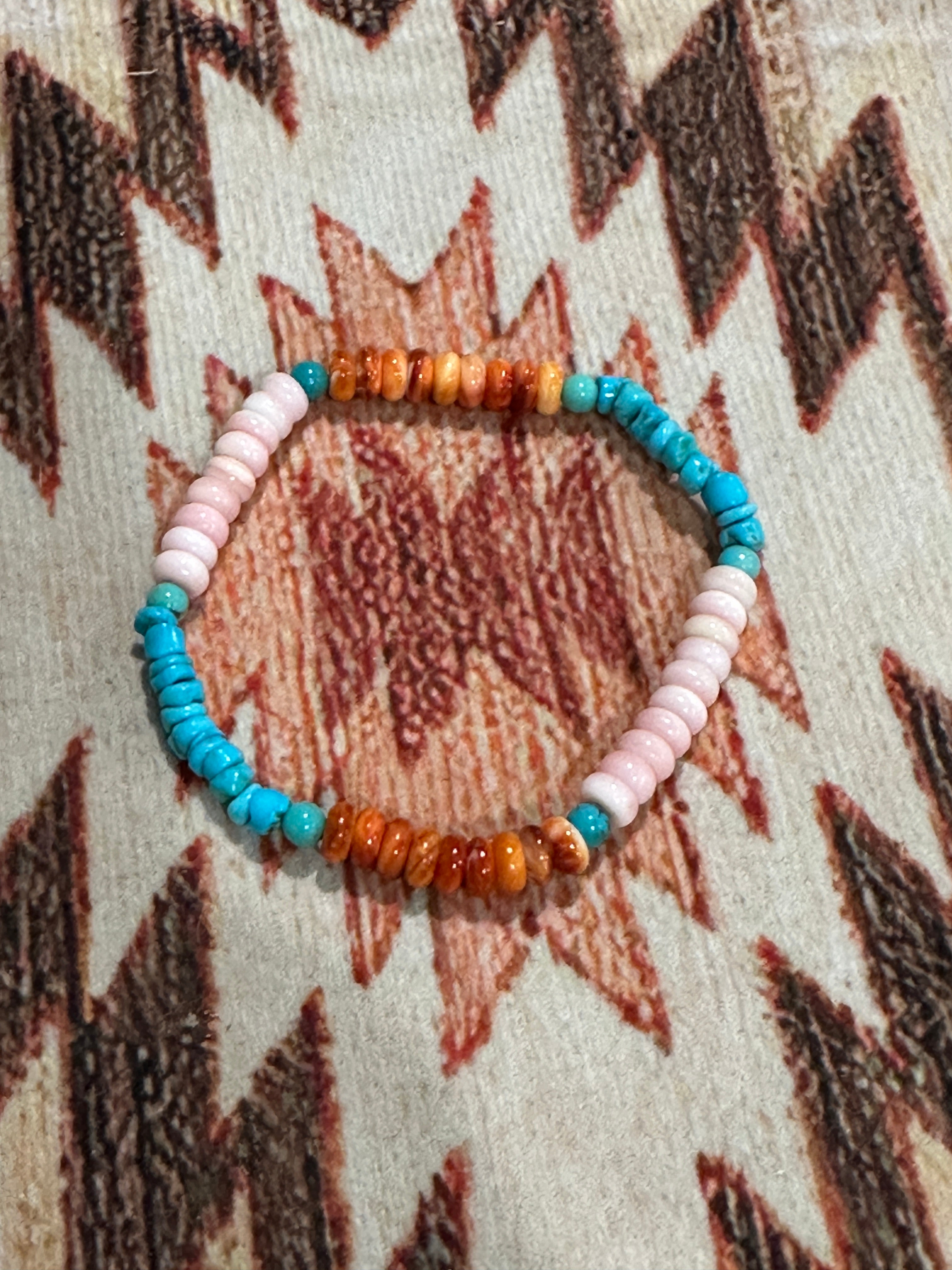 Handcrafted Multi Stone & Sterling Silver Beaded Stretch Bracelet