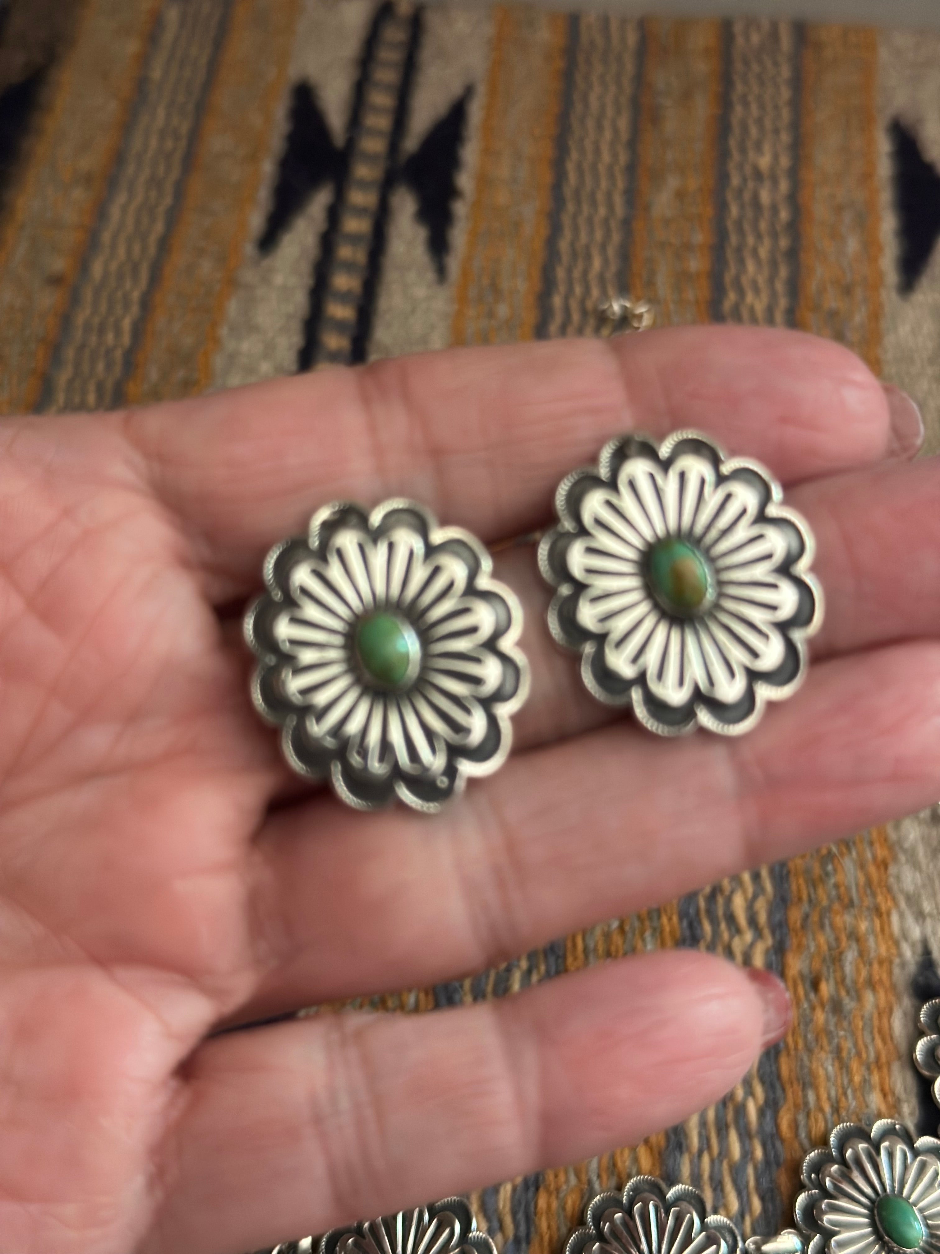 Handmade Sterling Silver & Turquoise Flower Necklace Set