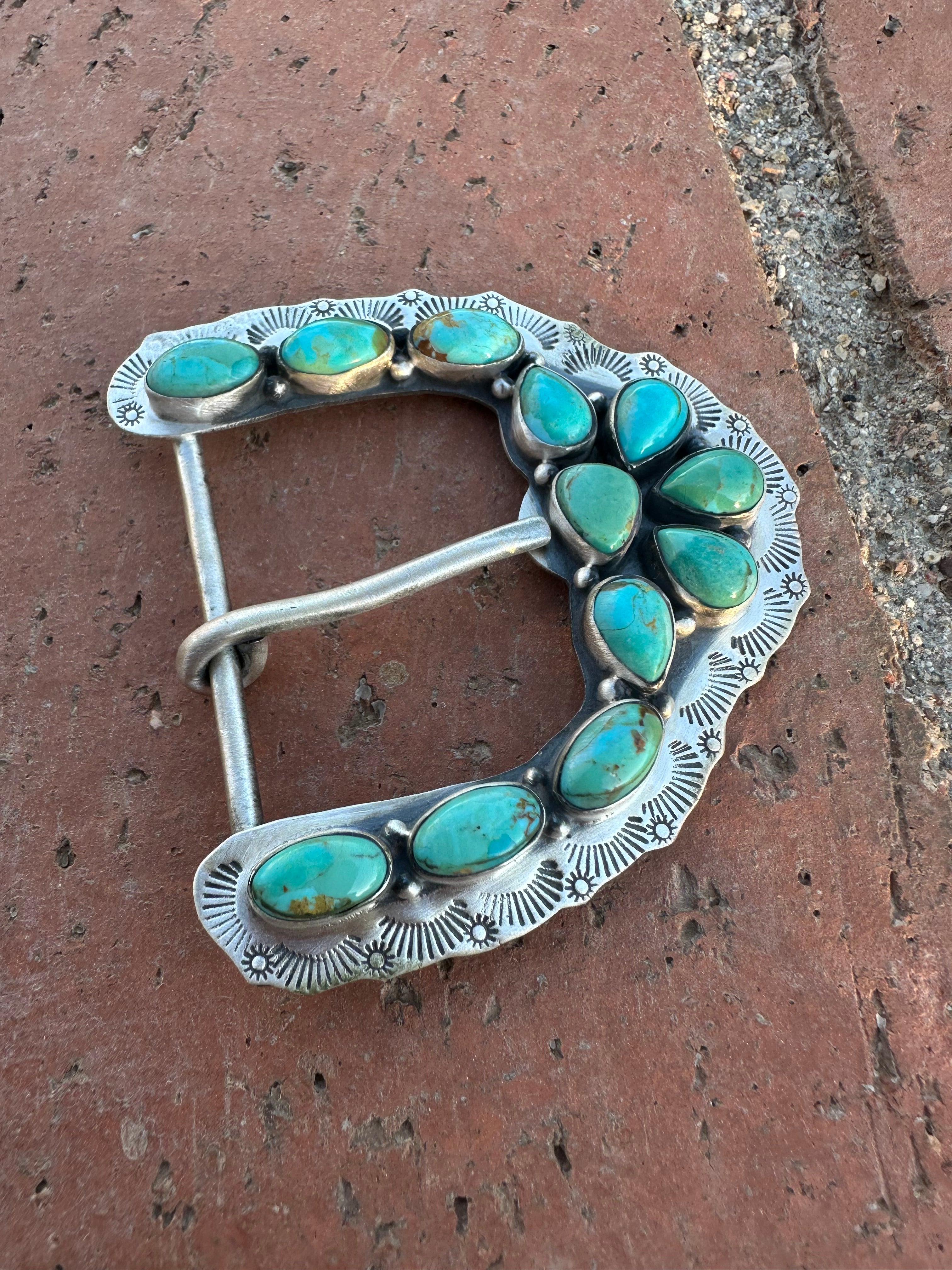 Buckin Bronco Nizhoni Turquoise & Sterling Silver Belt Buckles Signed