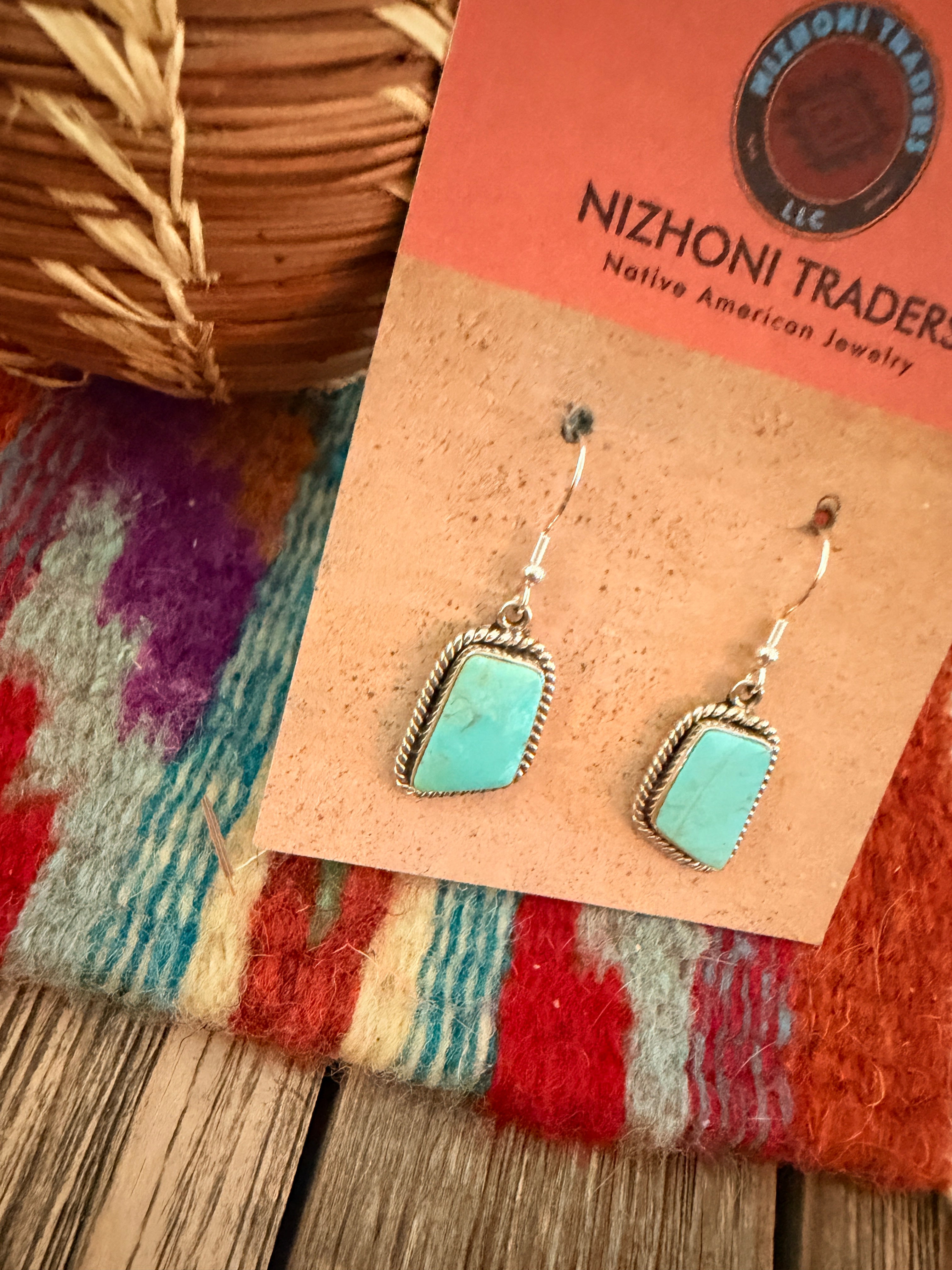 Handcrafted Turquoise & Sterling Silver Dangle Earrings