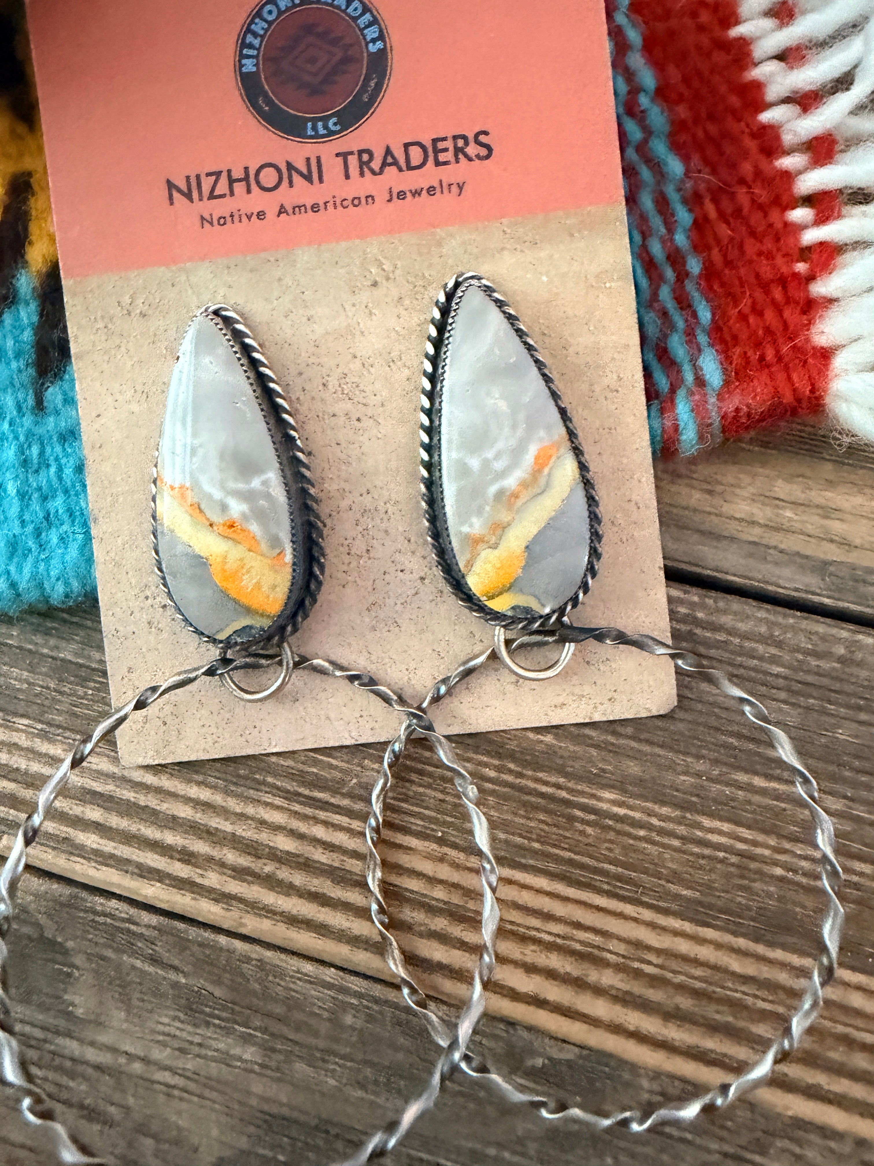 Handcrafted Bumblebee & Sterling Silver Hoop Earrings