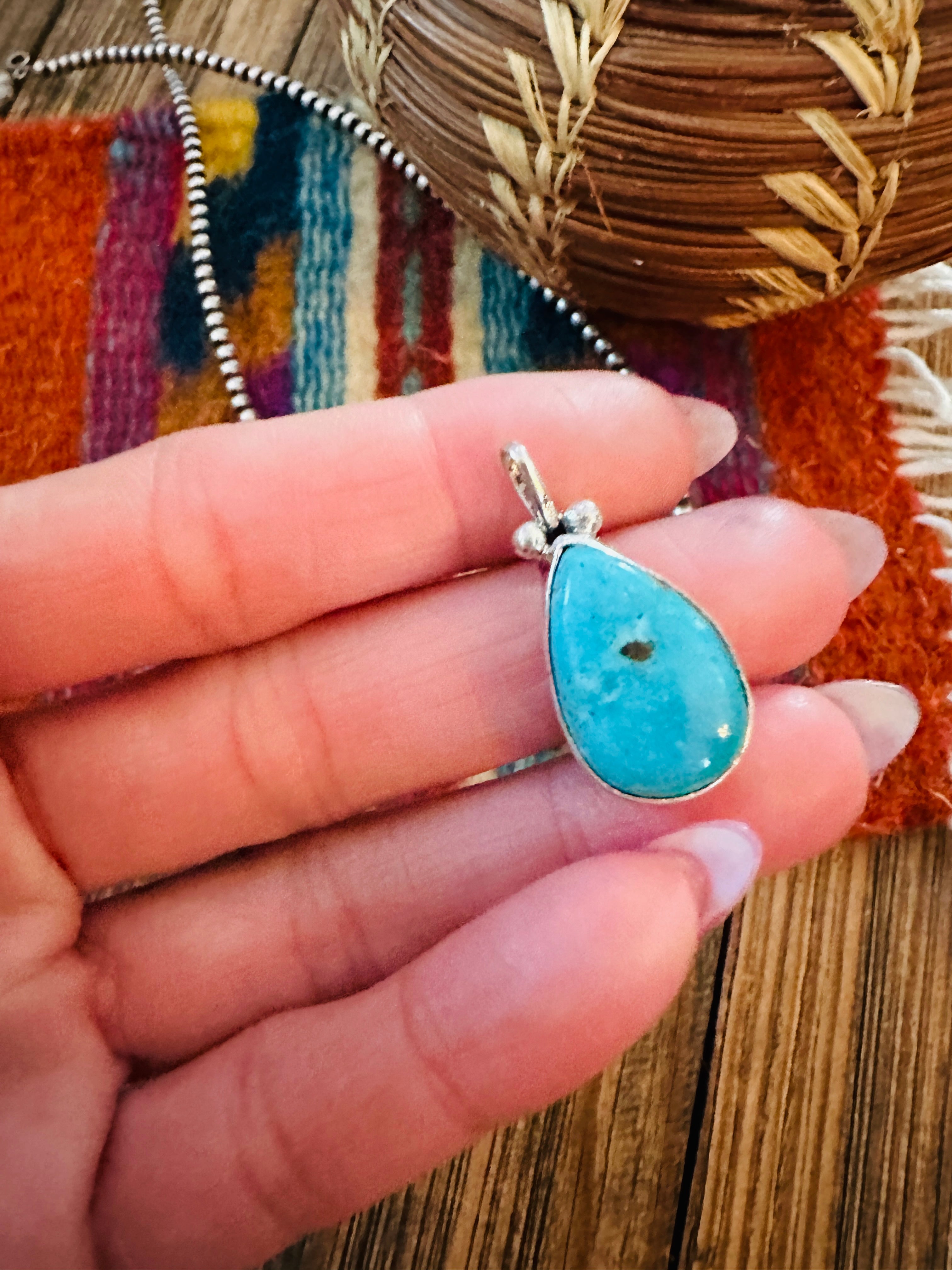 Handcrafted Sterling Silver & Turquoise Pendant