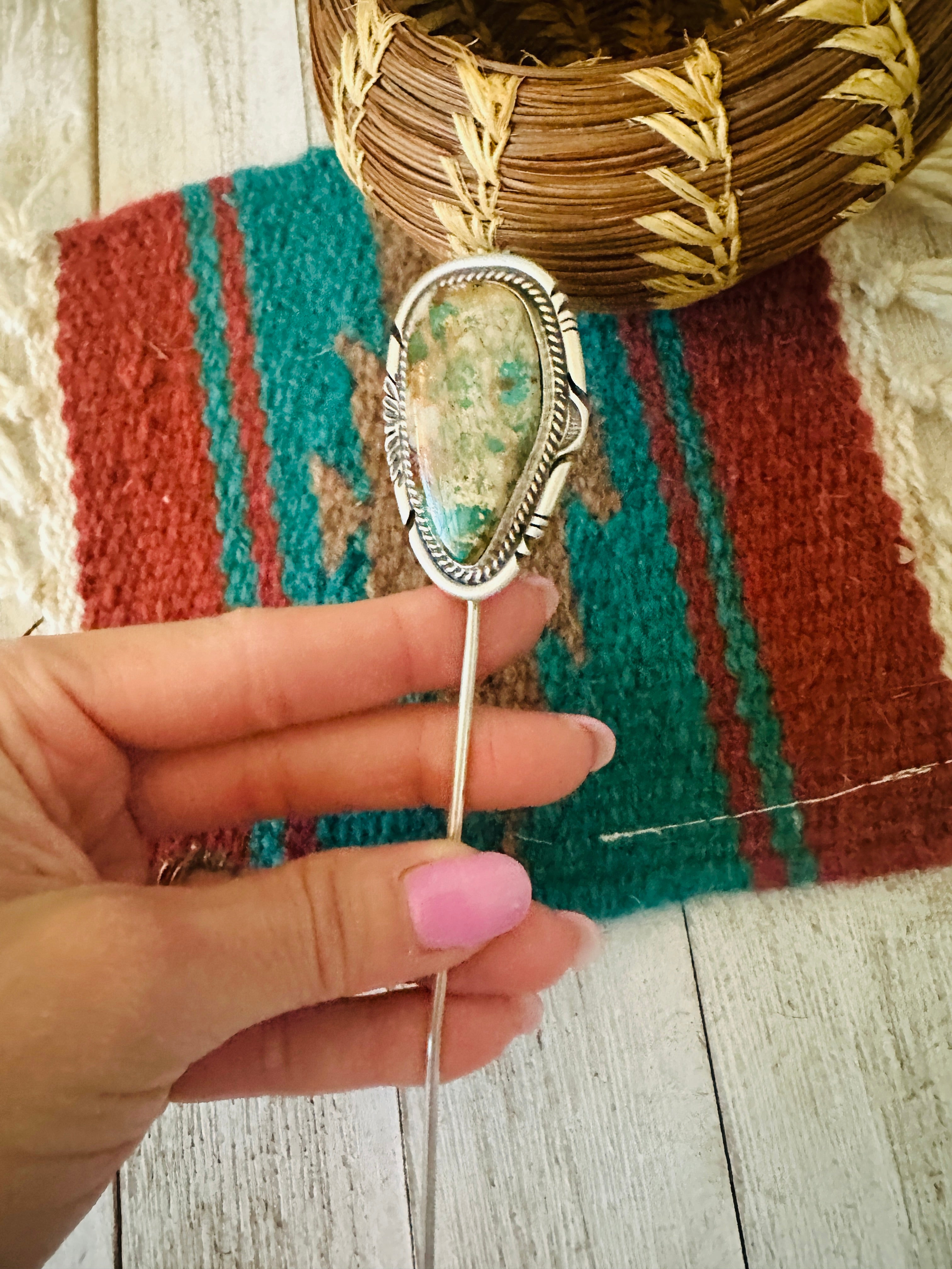 Navajo Turquoise & Sterling Silver Hair Pin