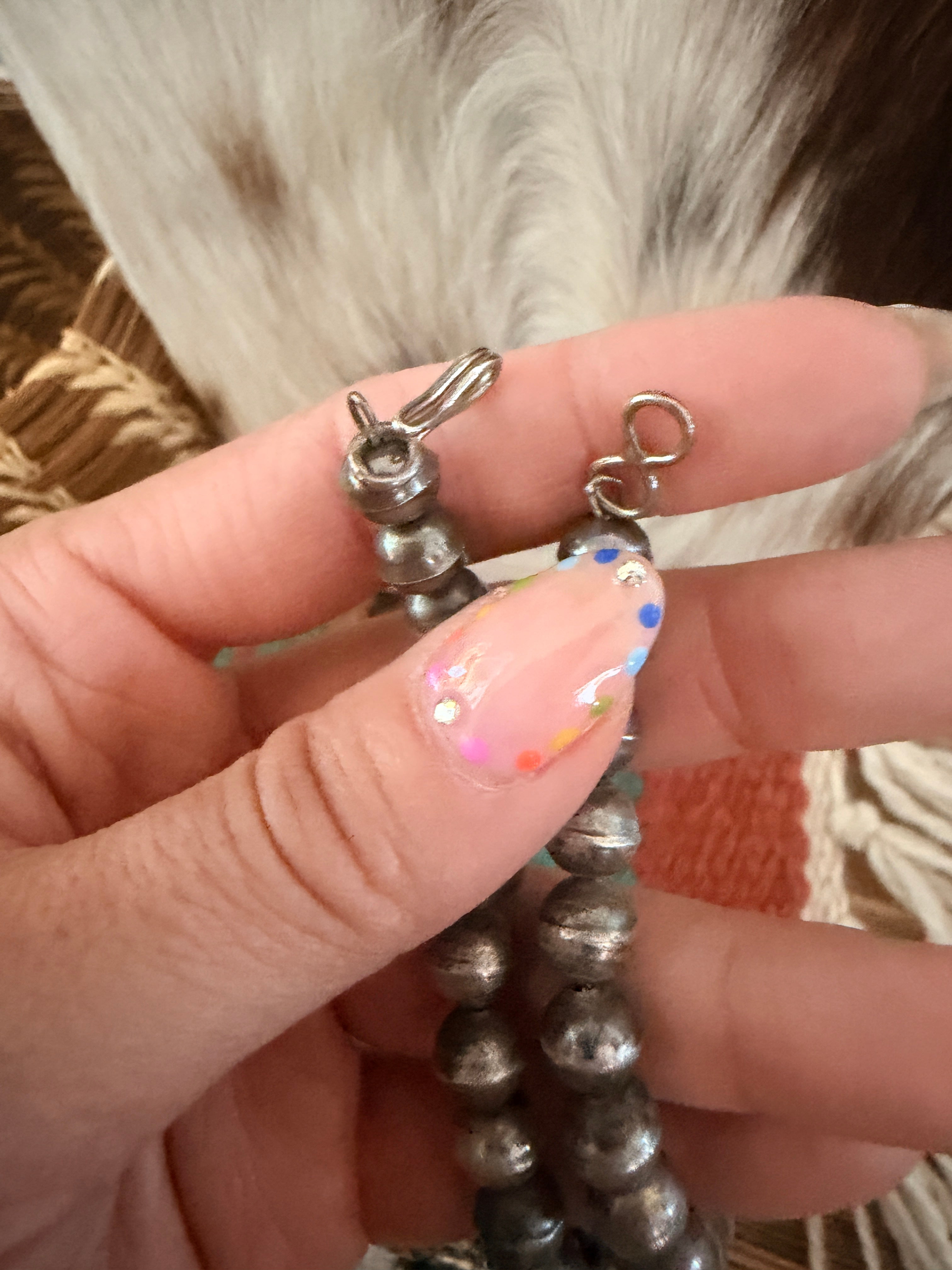 Old Pawn Handcrafted Turquoise & Sterling Silver Cross Squash Blossom Necklace