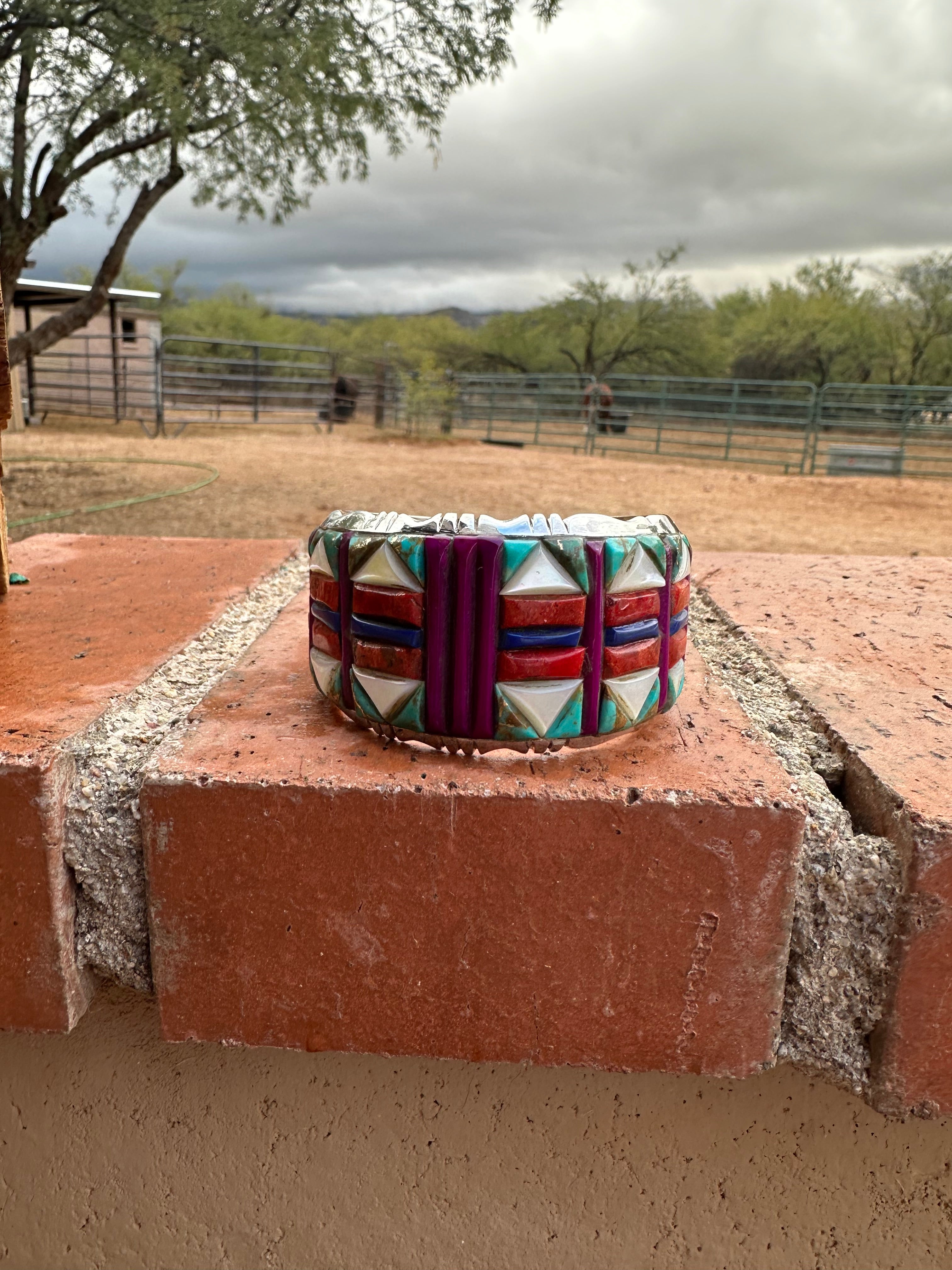 Handmade Sterling Silver Multi Stone Nizhoni Inlay Cuff