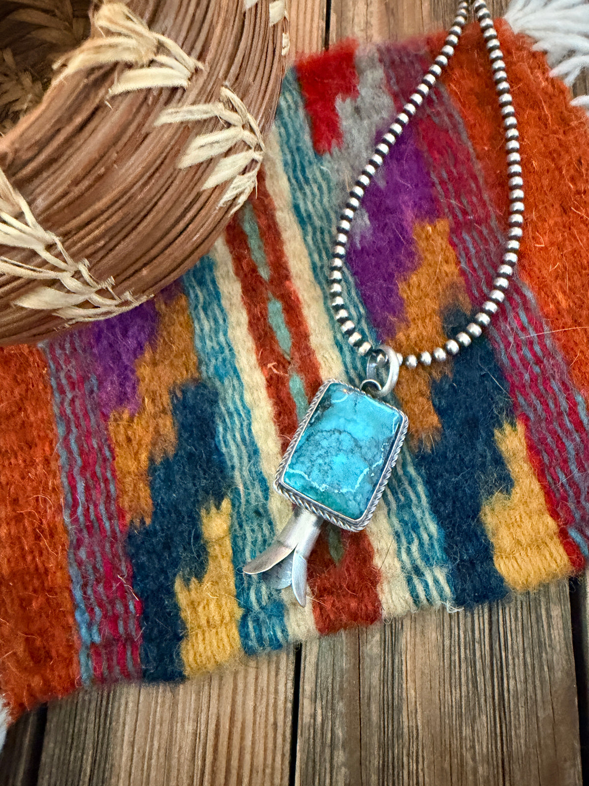 Handcrafted Sterling Silver & Turquoise Blossom Pendant