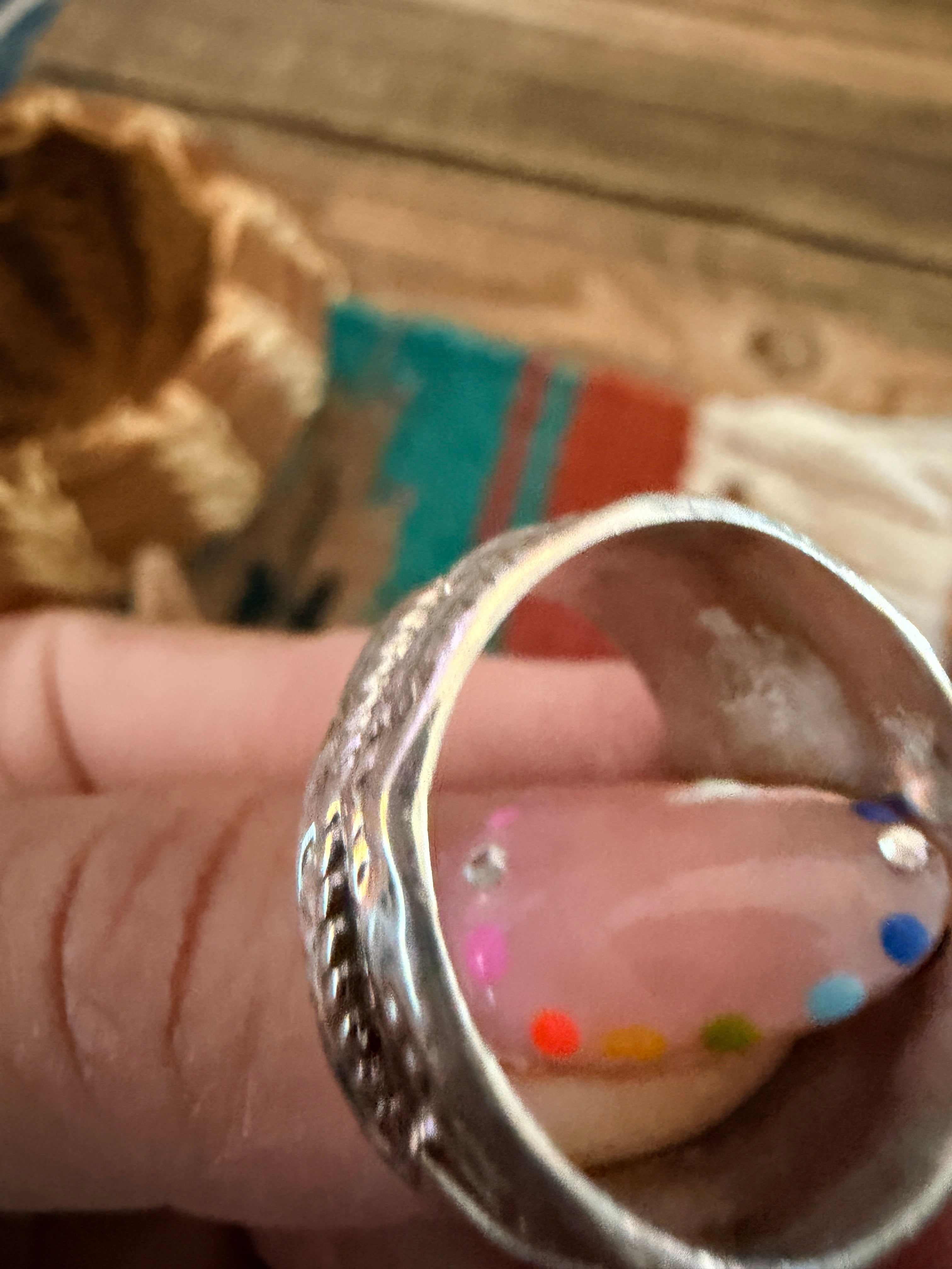 Handcrafted Turquoise & Sterling Silver Band Ring Size 11