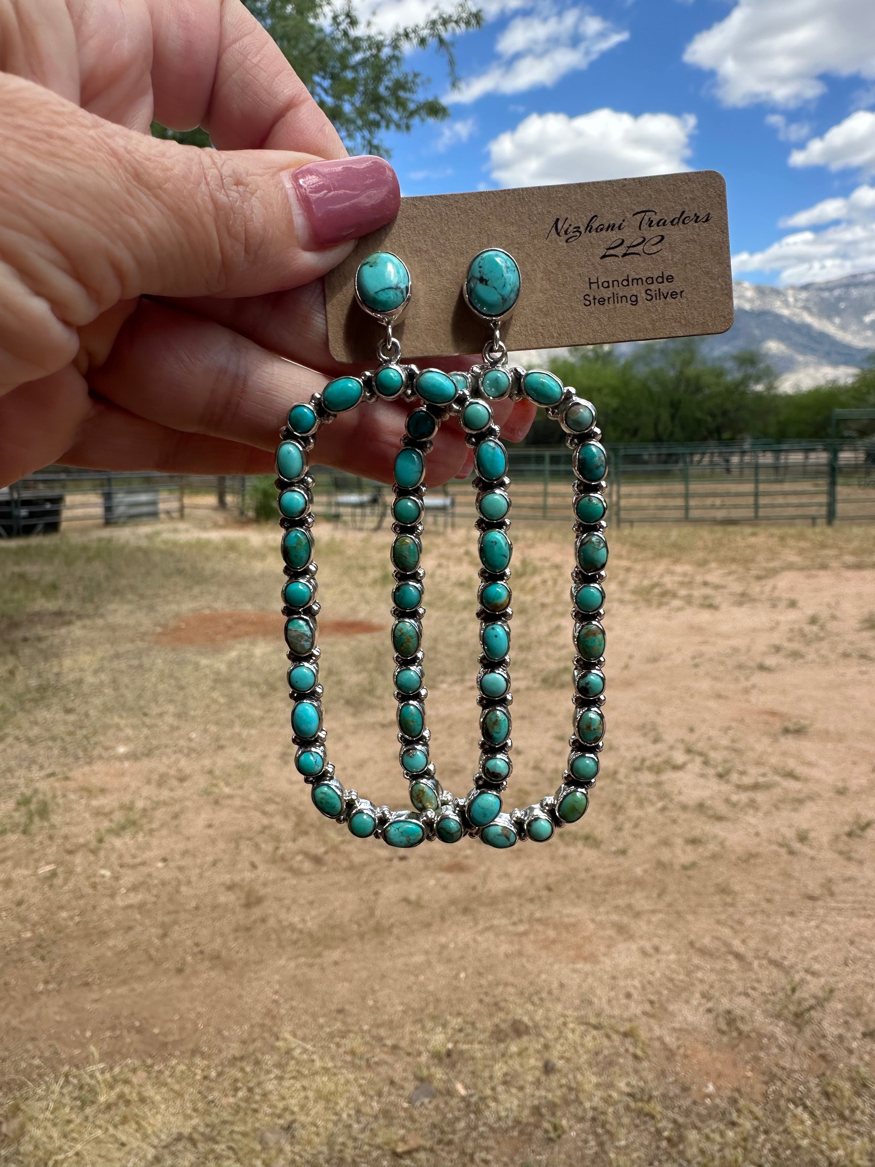 Tubac Royston Turquoise and Sterling Silver Statement Dangles