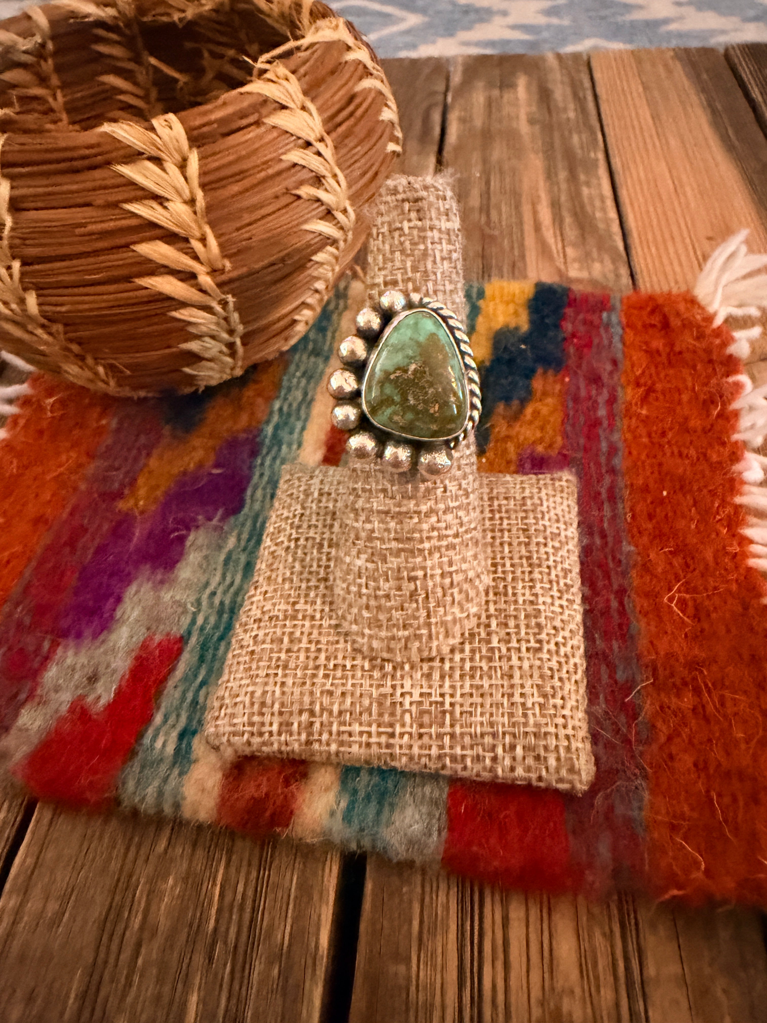 Handmade Sterling Silver and Turquoise Adjustable Ring