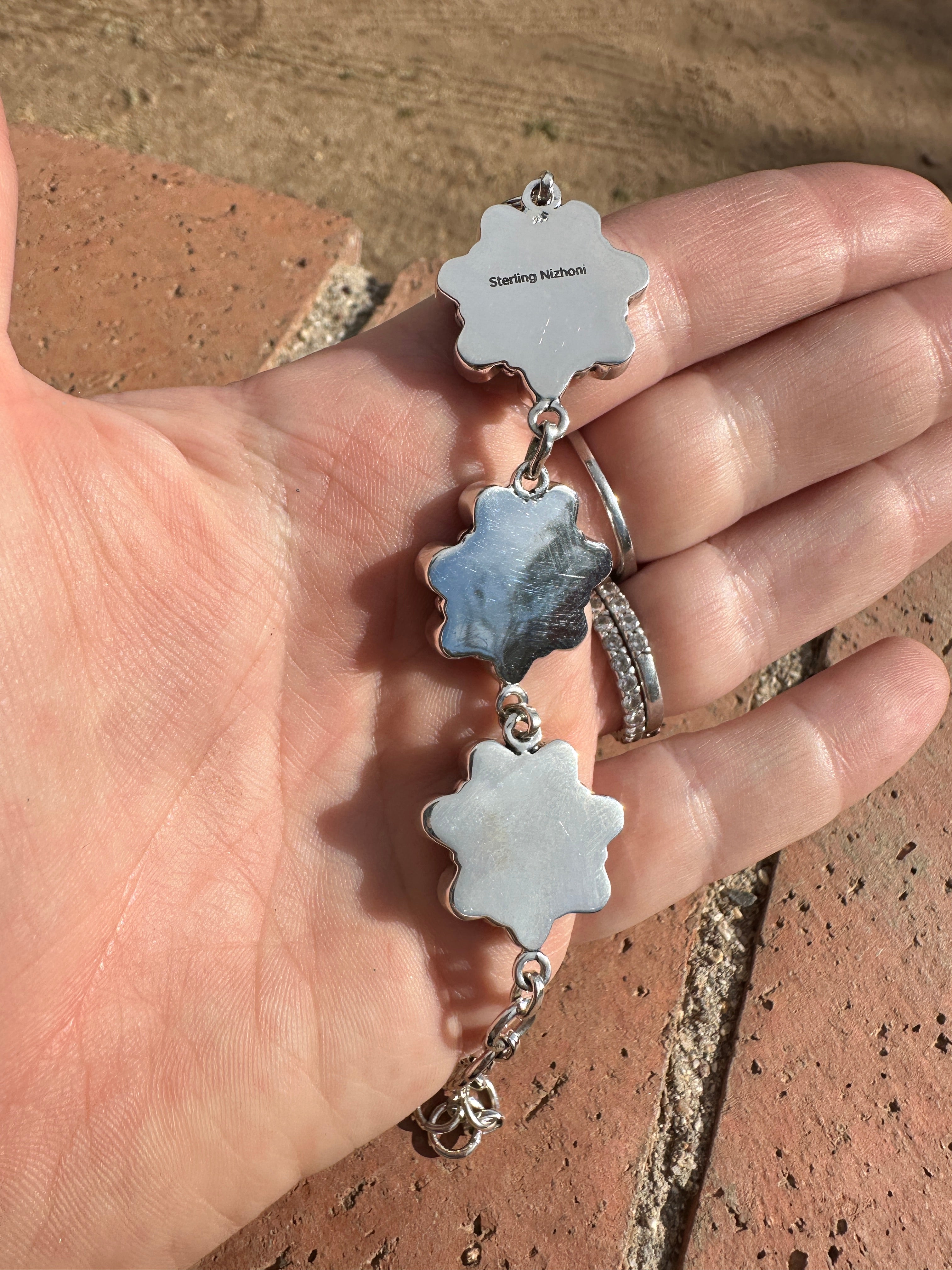 Cassidy Collection Handmade Sterling Silver Turquoise Cluster Bracelet Signed Nizhoni