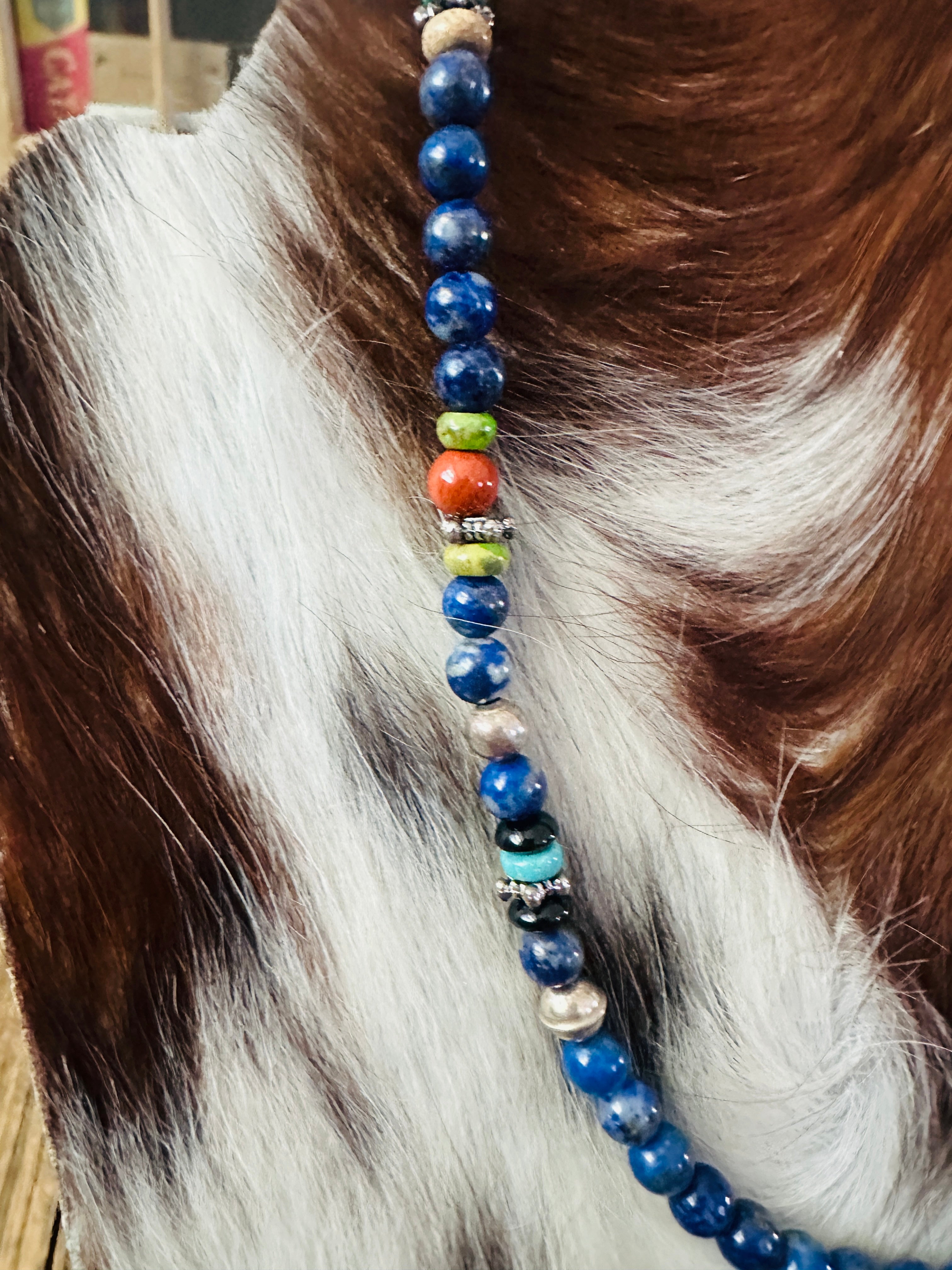 Handcrafted Multi Stone & Sterling Silver Beaded 18” Necklace by T & R Singer