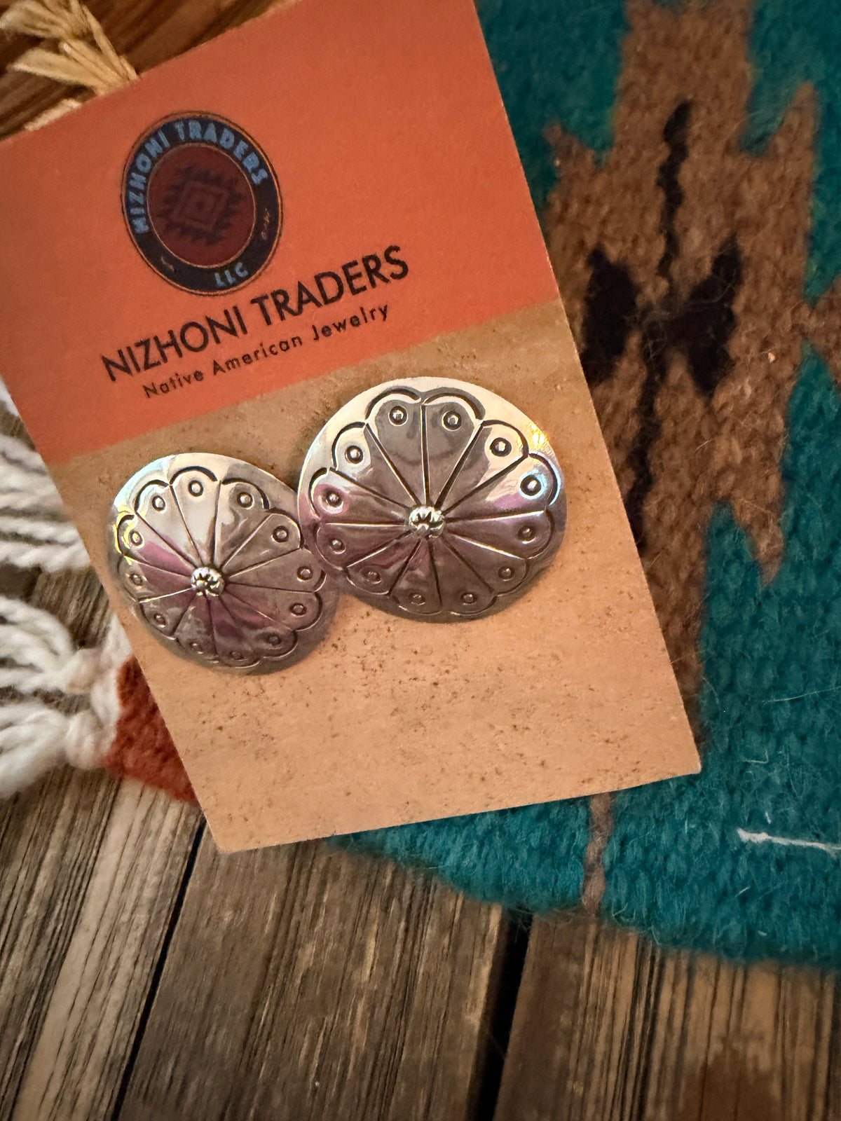 Old Pawn Handcrafted Sterling Silver Concho Post Earrings